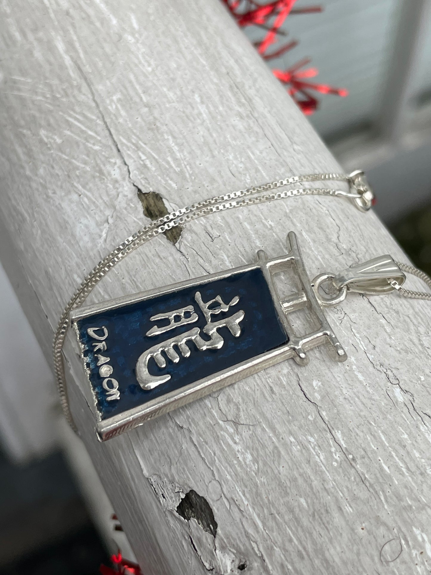 925 Sterling Silver Chinese Dragon Symbol Necklace