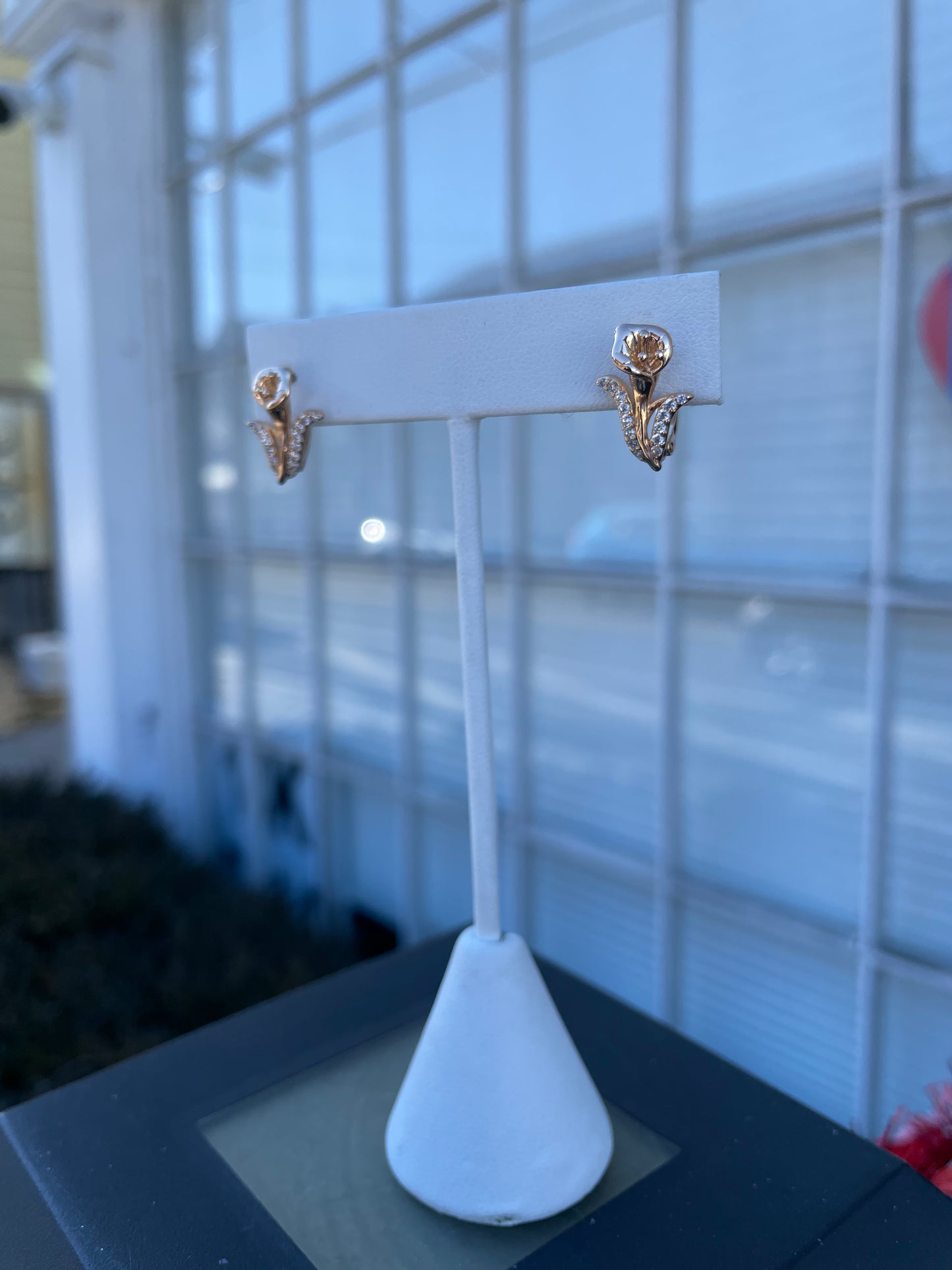 Stainless Steel Vermeil Calla Lily Flower Huggie Hoop Earrings