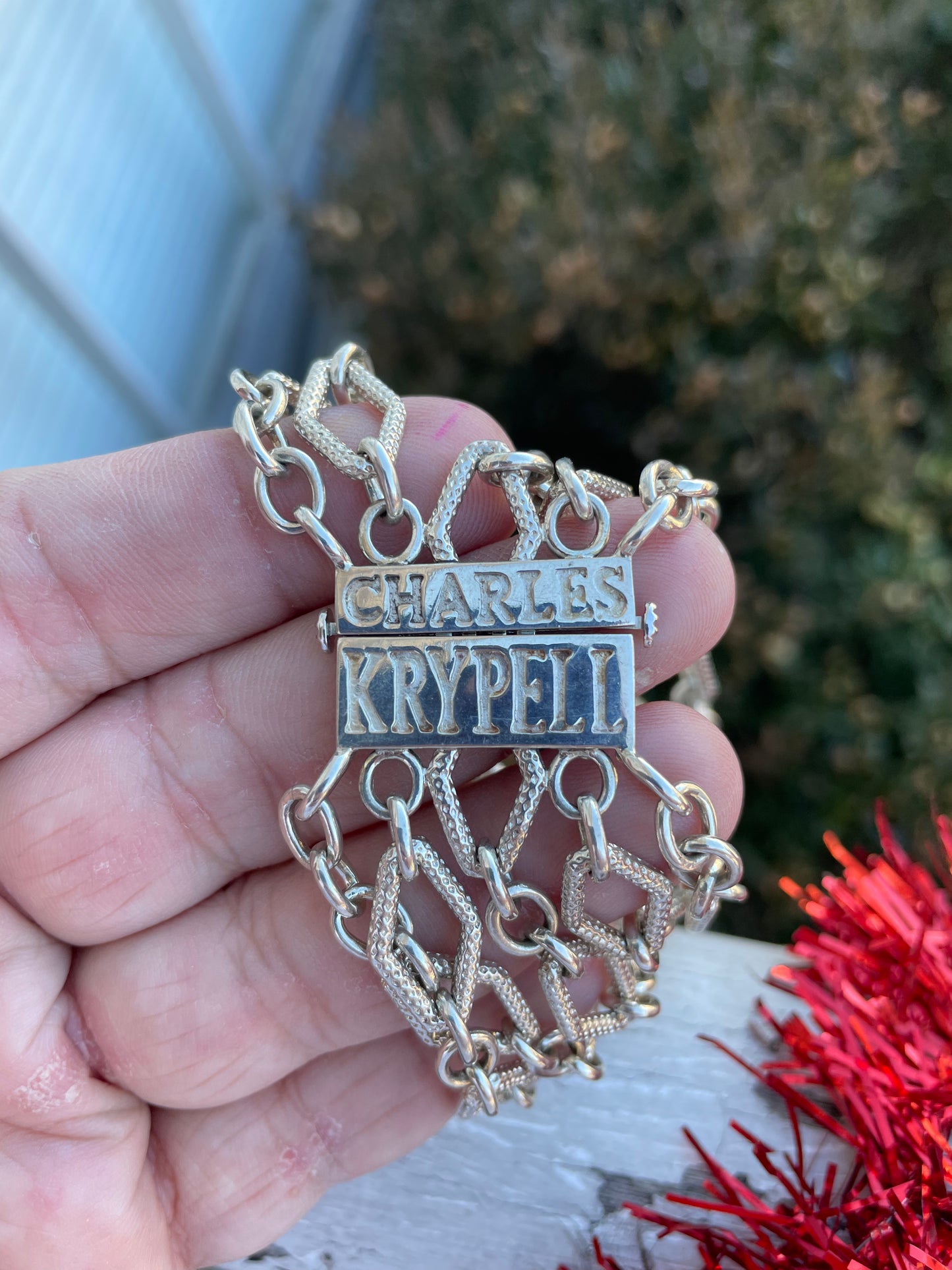 Designer Charles Krypell 925 Sterling Silver & 18k Gold Melee Link Bracelet