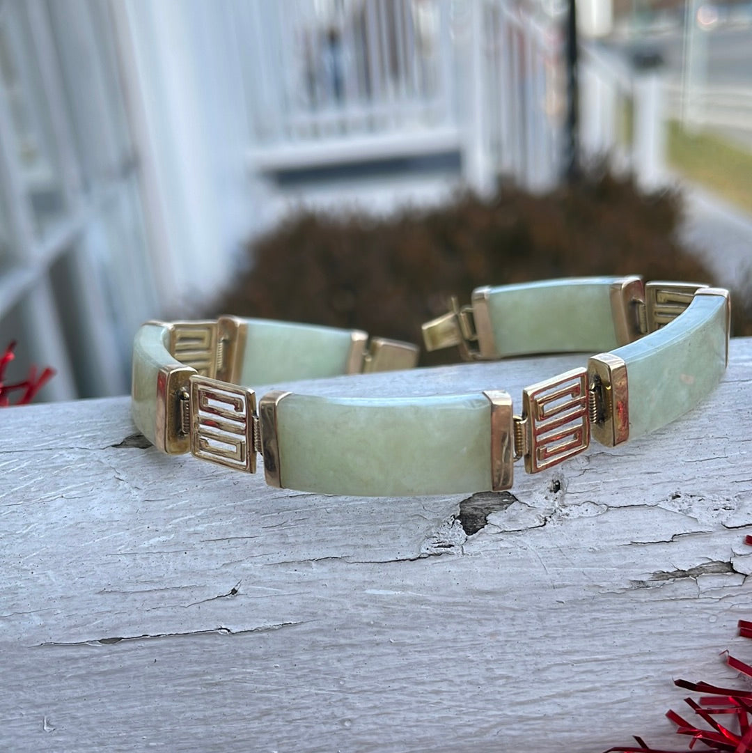 14k Gold Chinese Jade Bracelet