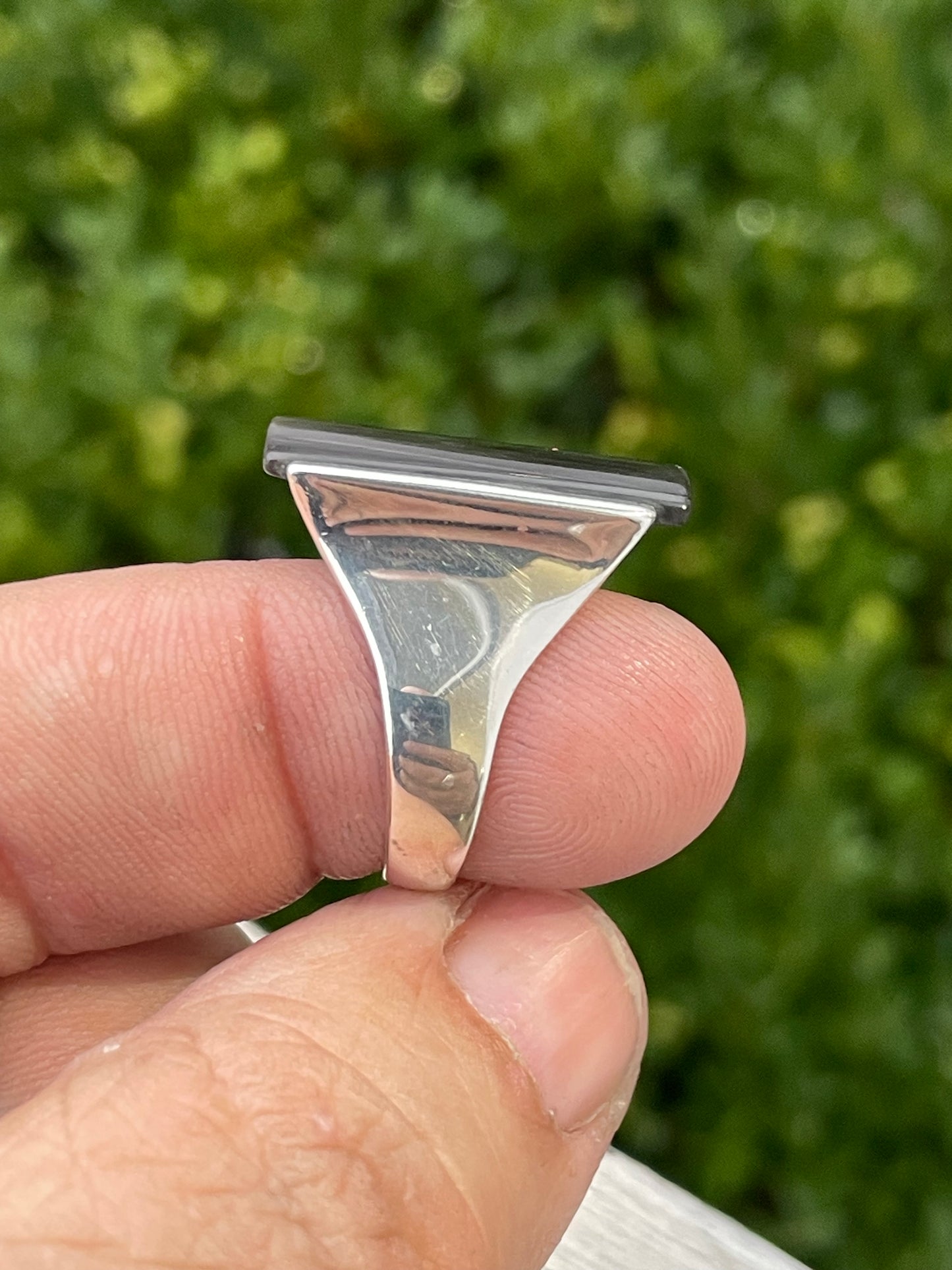 925 Sterling Silver Dyed Mother of Pearl Rectangular Statement Ring