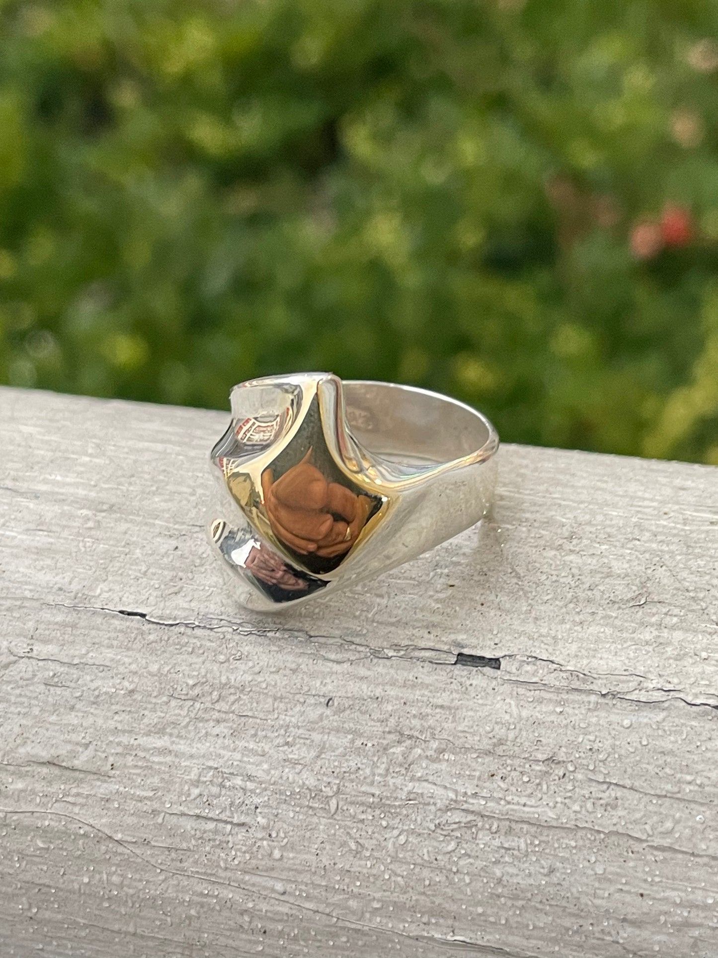 925 & 18k Gold Abstract Modernist Designer Ring