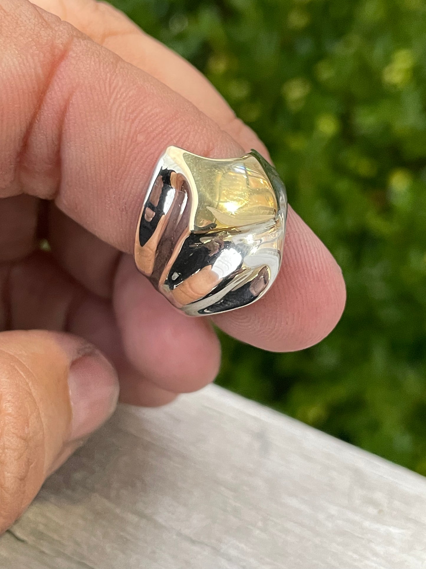 925 & 18k Gold Abstract Modernist Designer Ring
