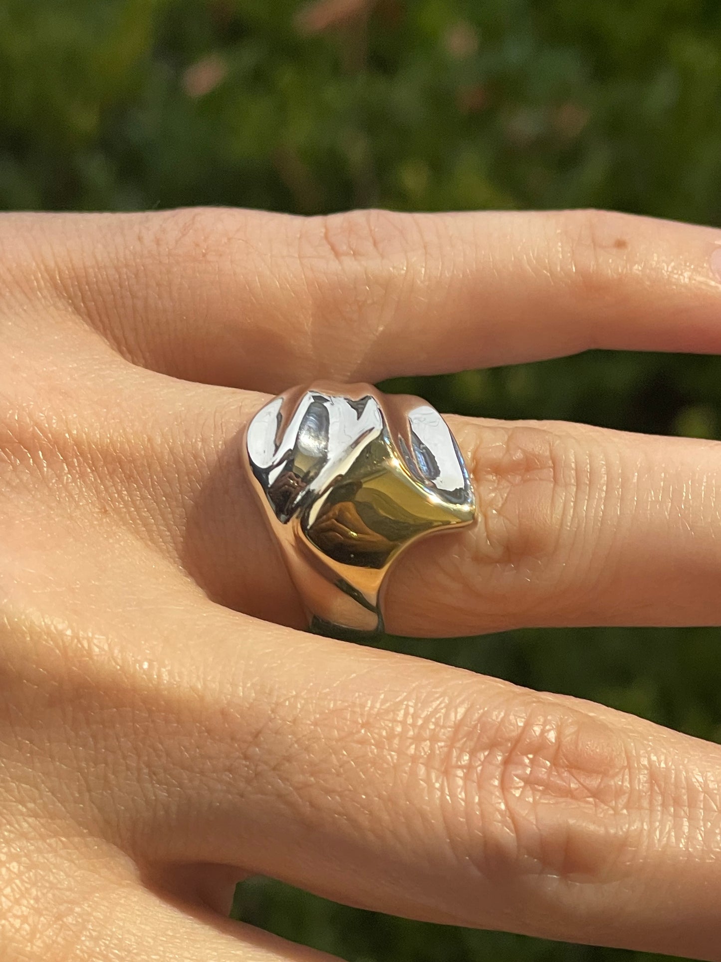 925 & 18k Gold Abstract Modernist Designer Ring