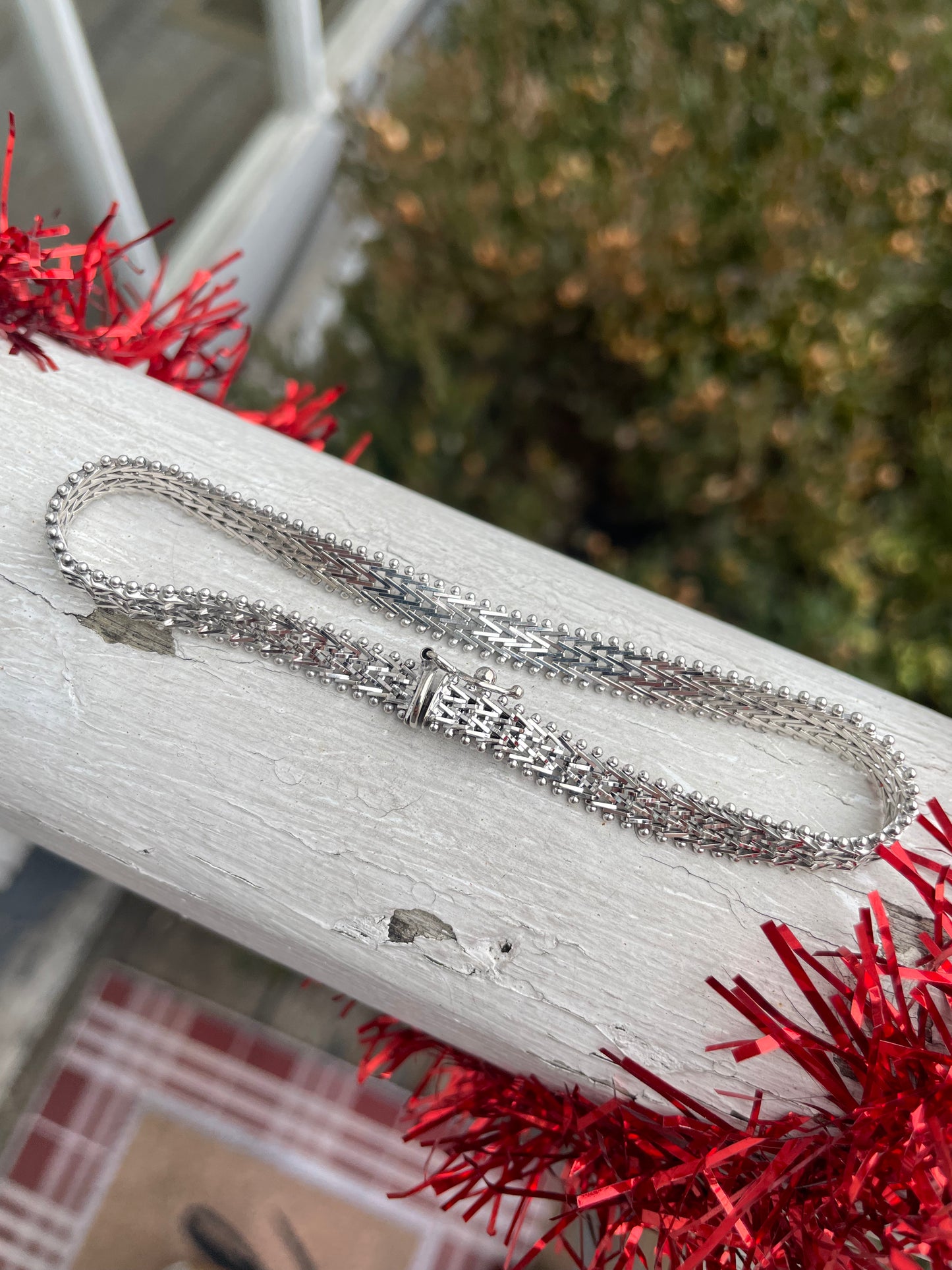 14k White Gold Vintage 80s Panther Link Bracelet