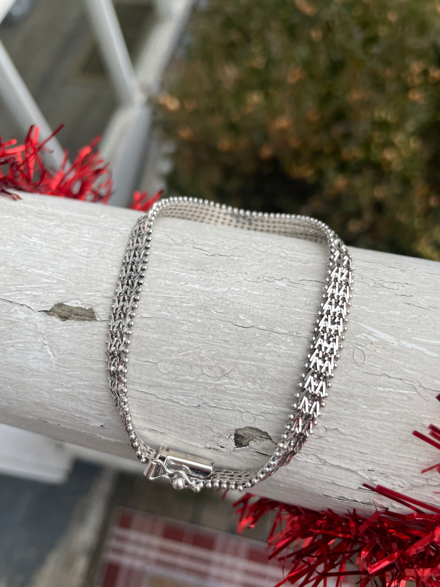 14k White Gold Vintage 80s Panther Link Bracelet