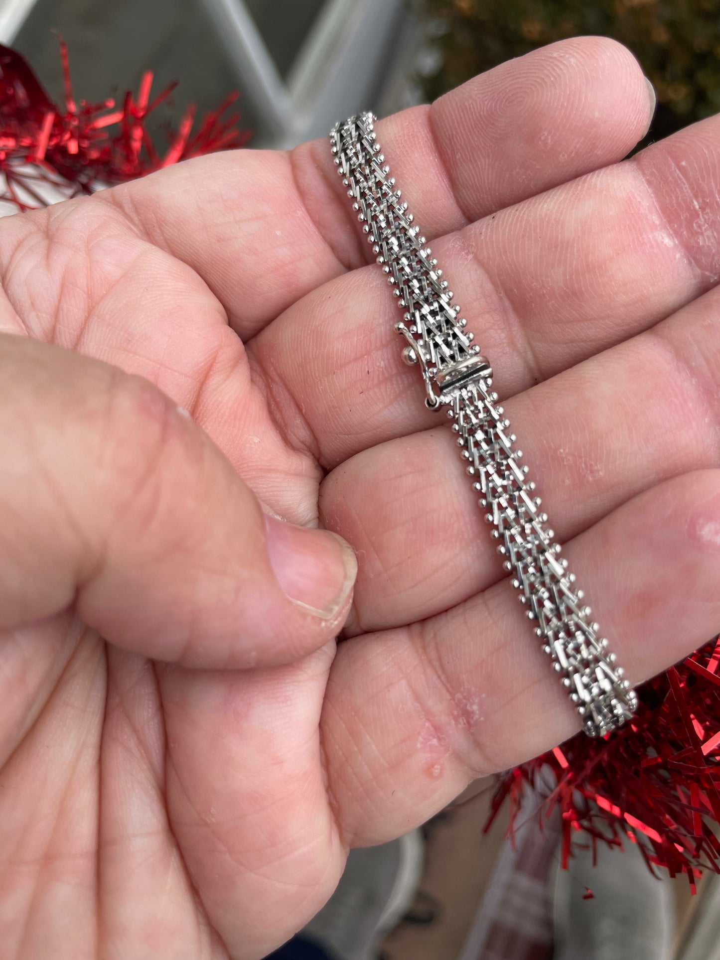 14k White Gold Vintage 80s Panther Link Bracelet