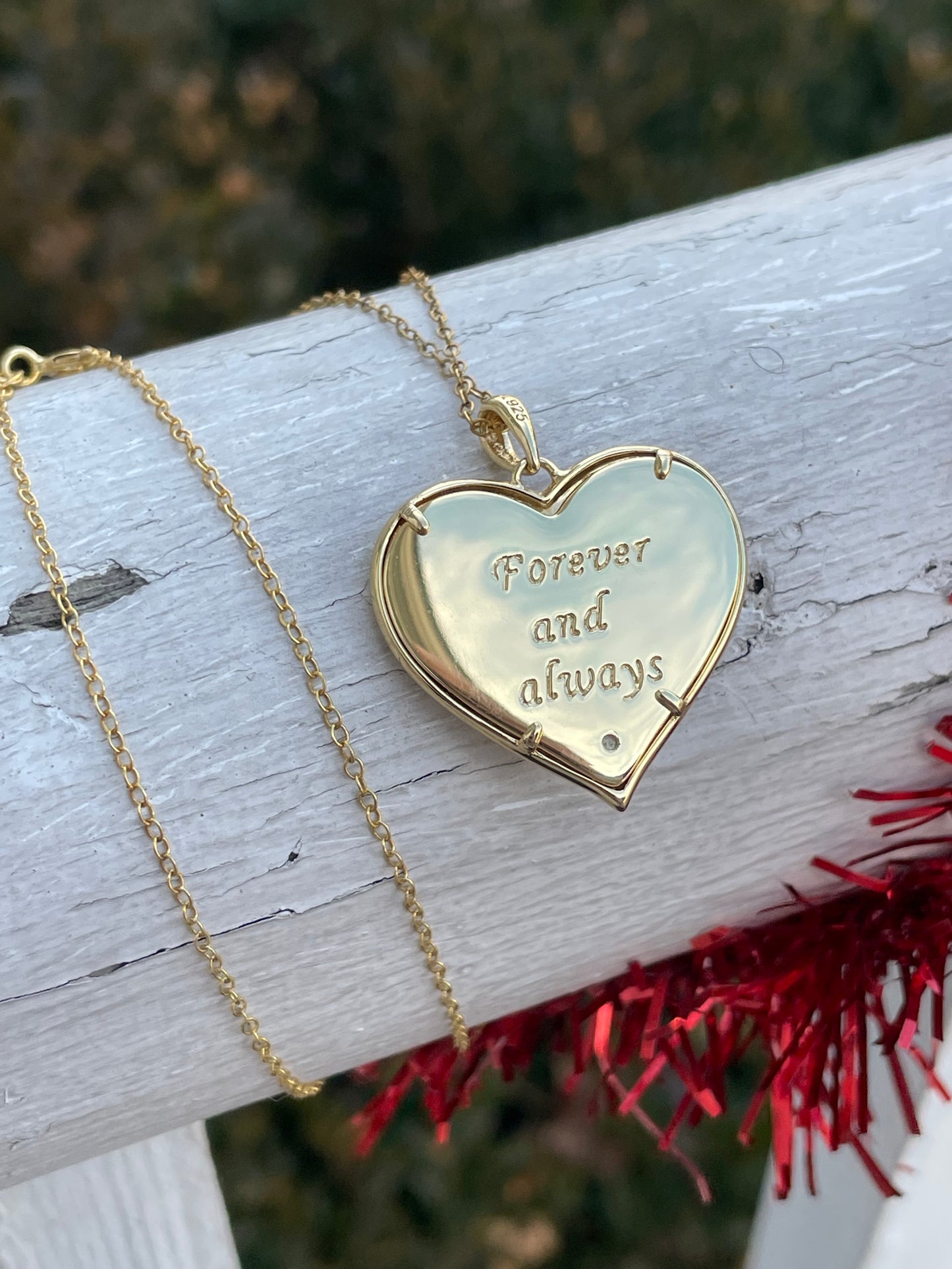 925 Sterling Silver Vermeil Sparkling Love Heart Necklace