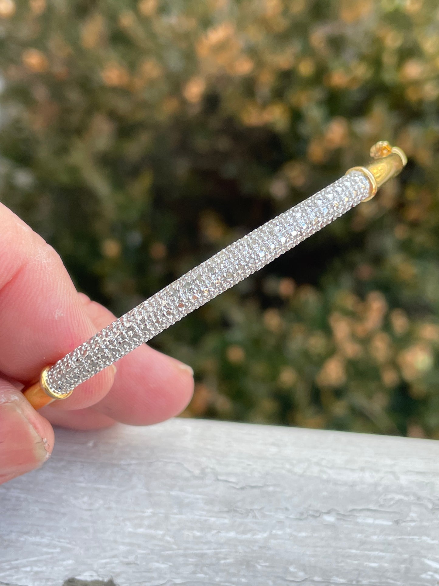 925 Sterling Silver Vermeil Diamond Bangle Bracelet