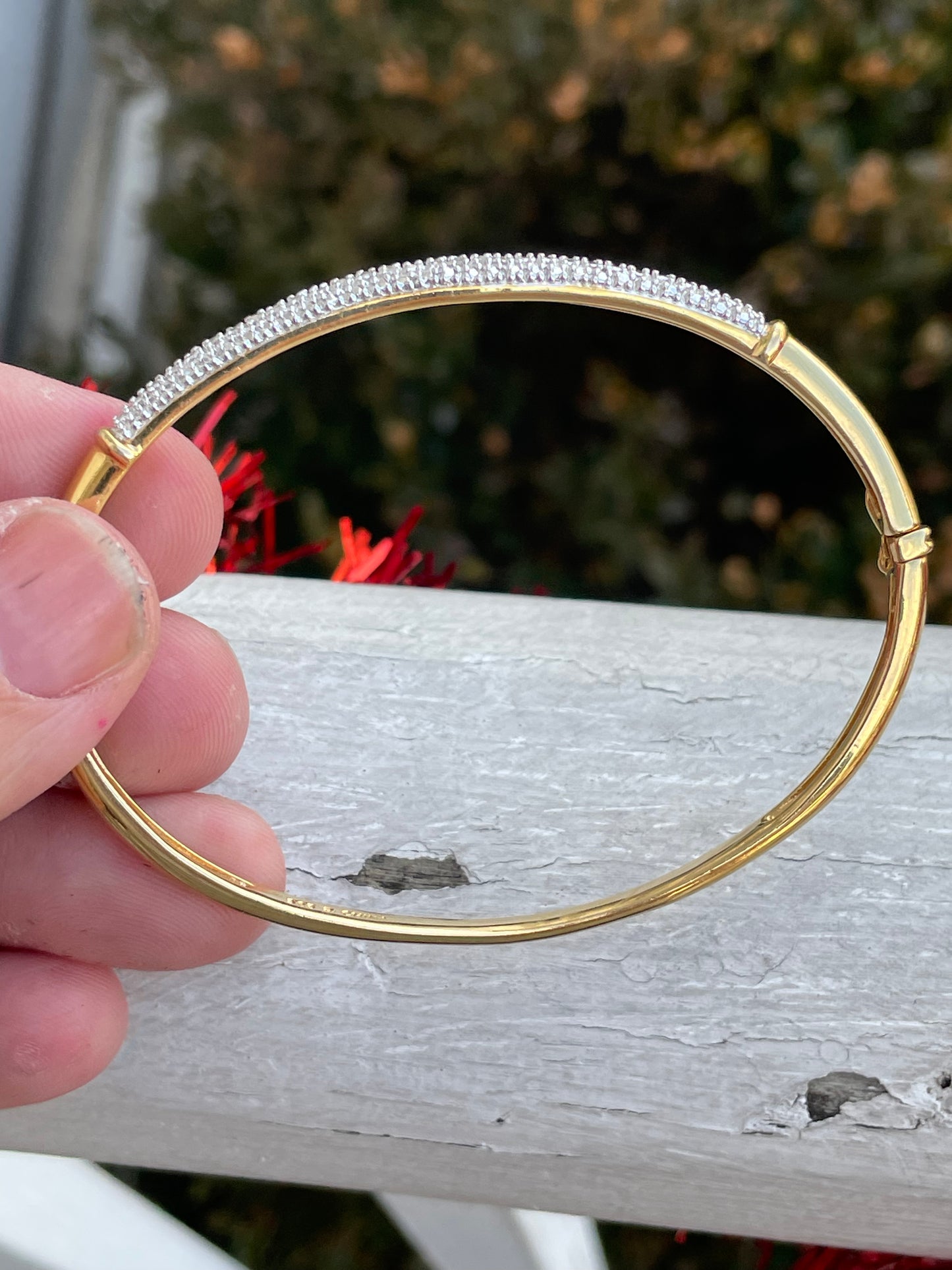 925 Sterling Silver Vermeil Diamond Bangle Bracelet