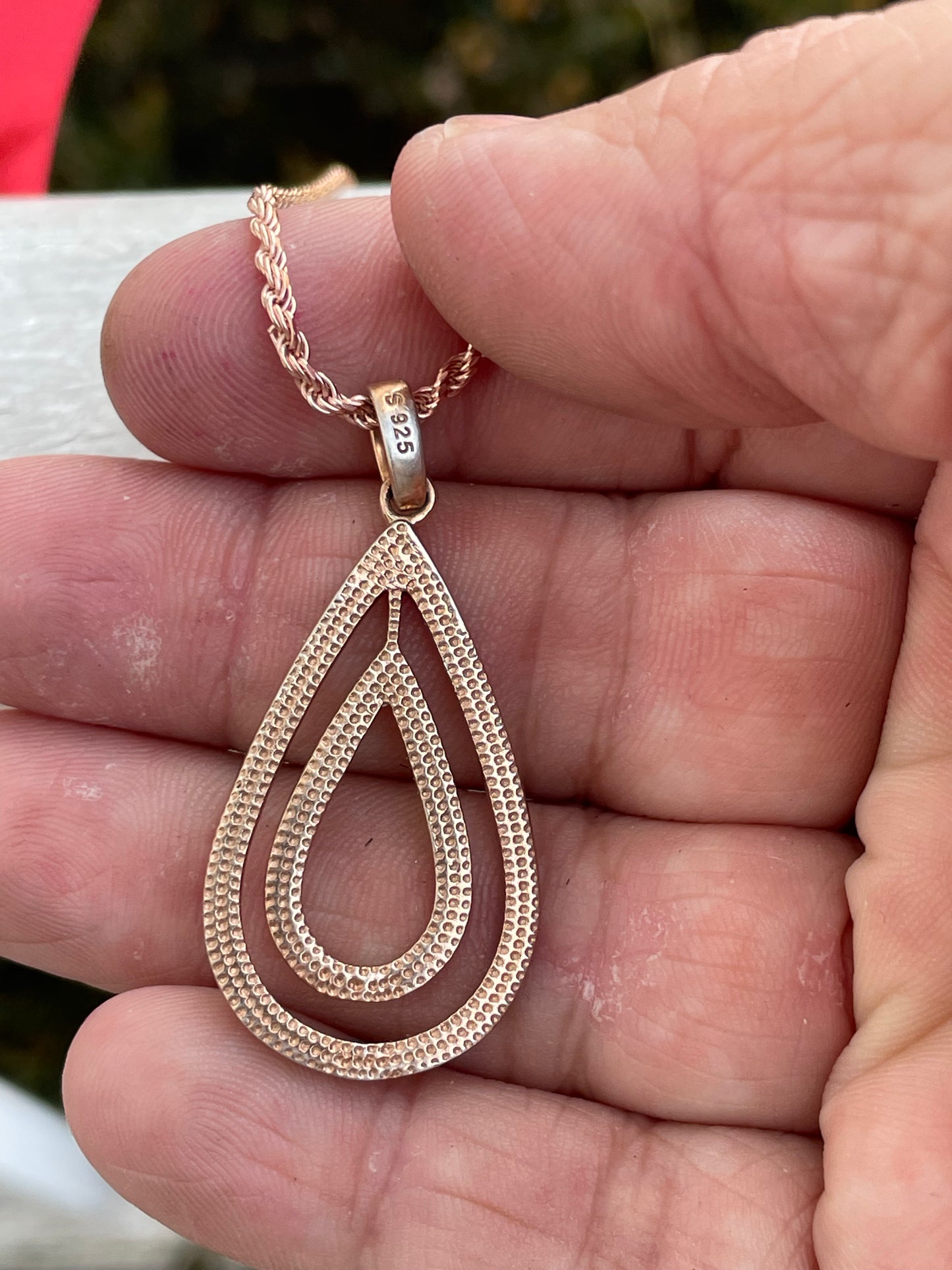 925 Sterling Silver Rose Vermeil Cognac & Clear Crystal Necklace