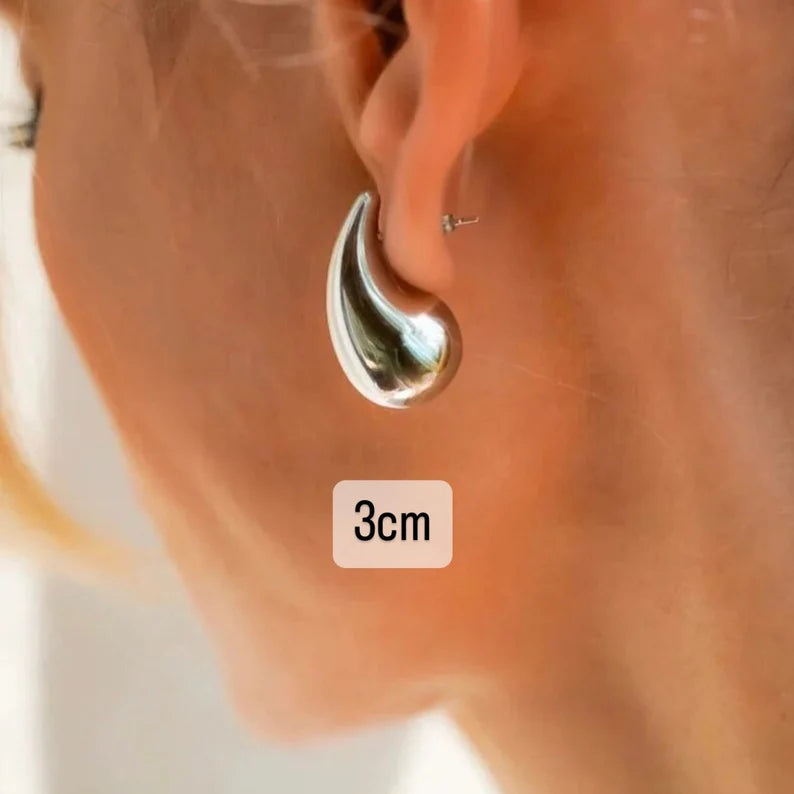 Bottega Drop Earrings Stainless Steel 3cm Chunky Dome Hoop