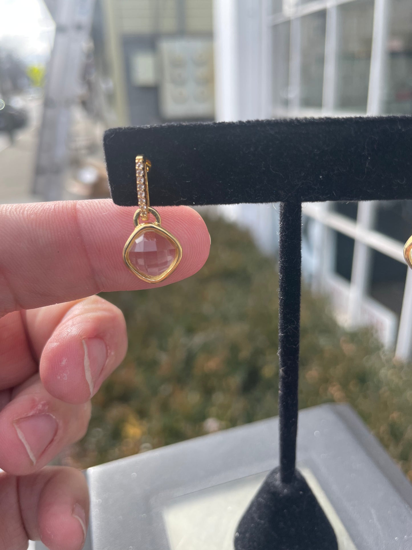 925 Sterling Silver Vermeil Praisolite Drop Earrings