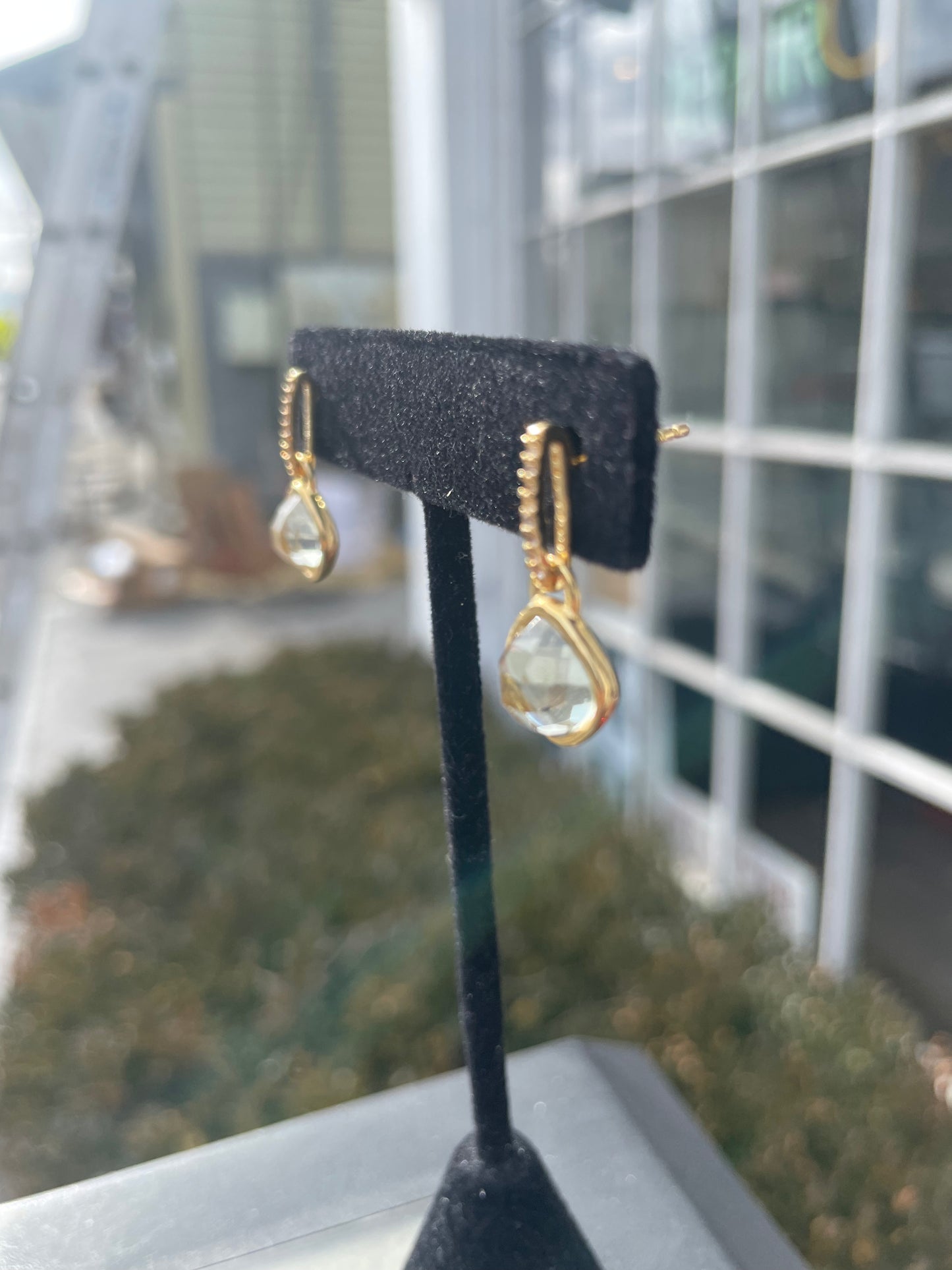925 Sterling Silver Vermeil Praisolite Drop Earrings