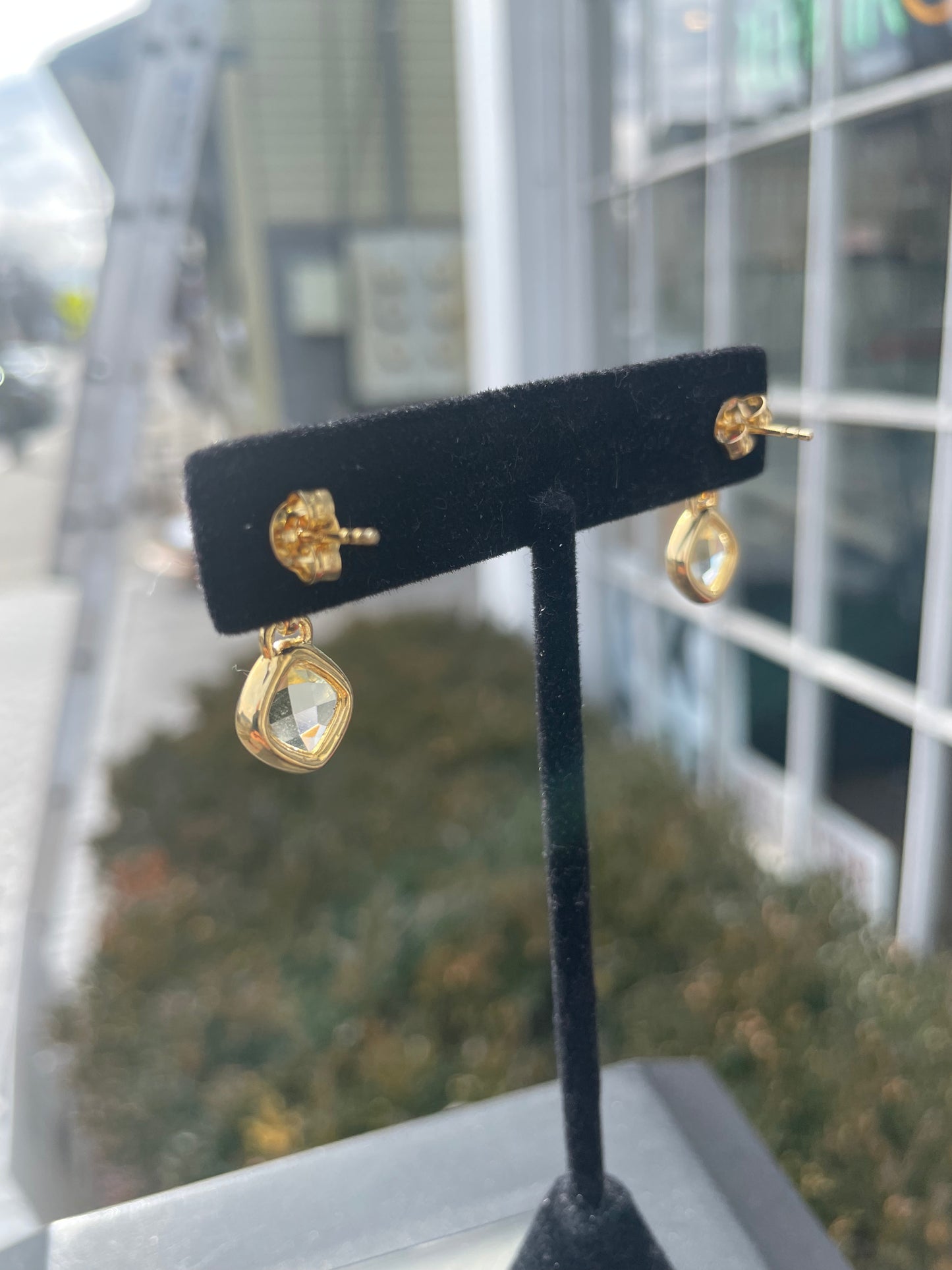 925 Sterling Silver Vermeil Praisolite Drop Earrings