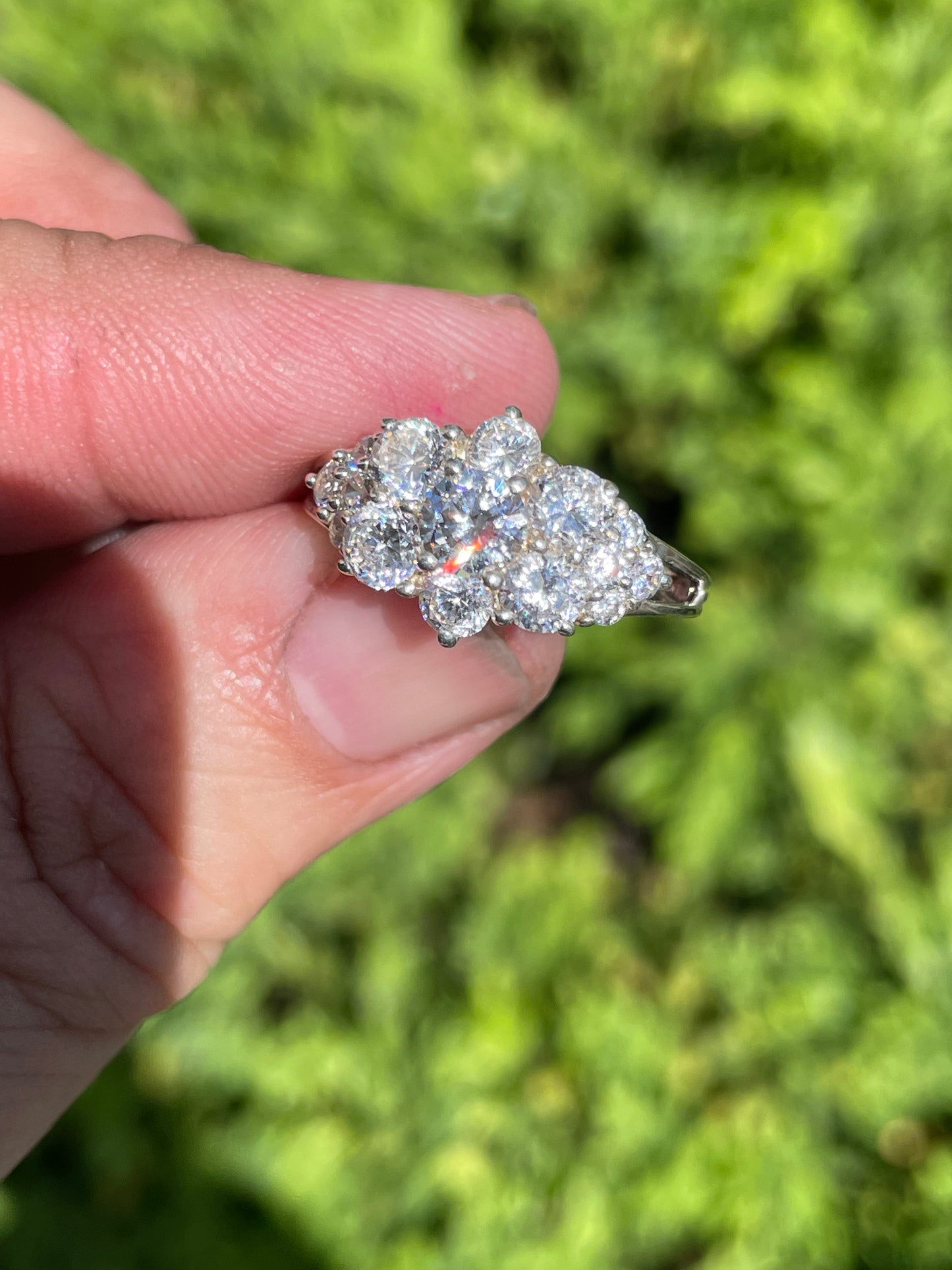 925 Sterling Silver Clear Zirconia Cluster Ring