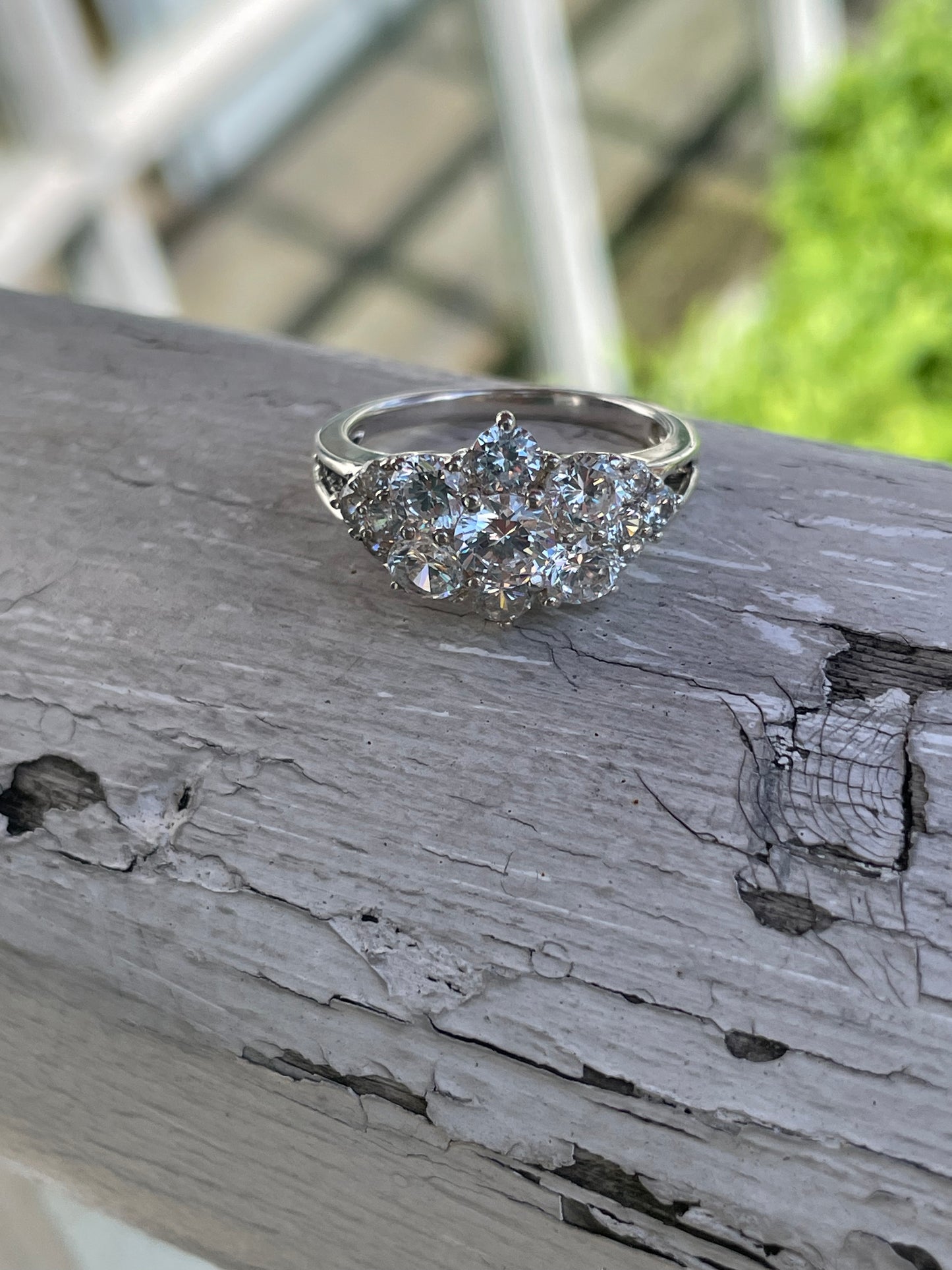 925 Sterling Silver Clear Zirconia Cluster Ring