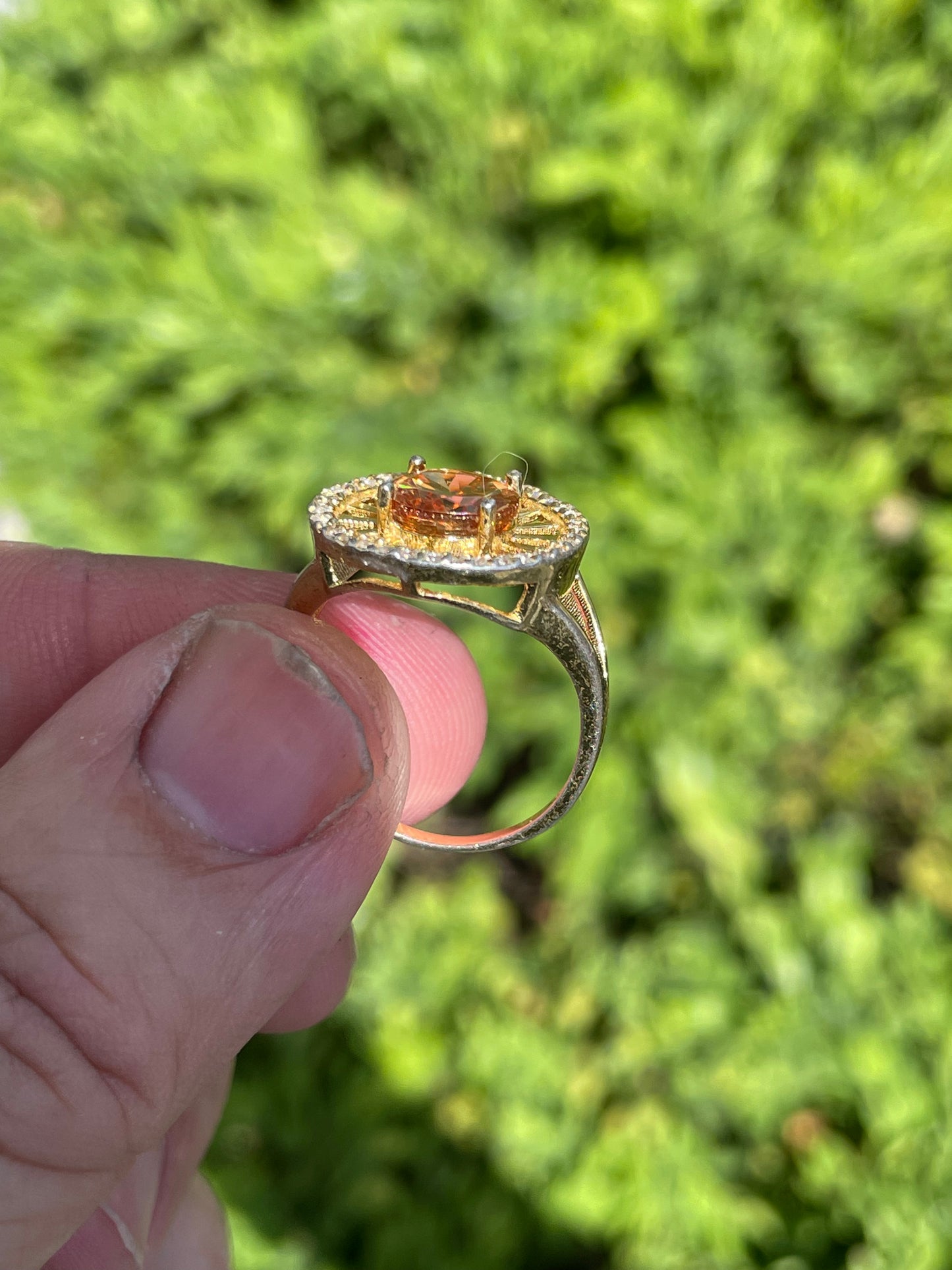 925 Sterling Silver Vermeil Sunshine Radiance Honey Citrine & Cz Ring