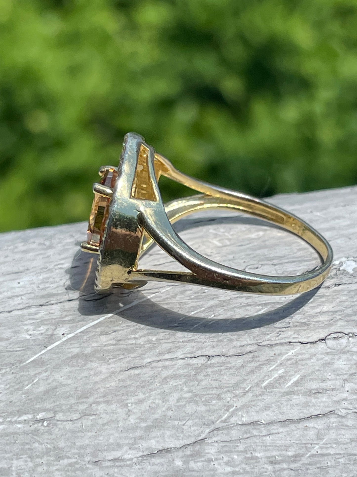 925 Sterling Silver Vermeil Sunshine Radiance Honey Citrine & Cz Ring