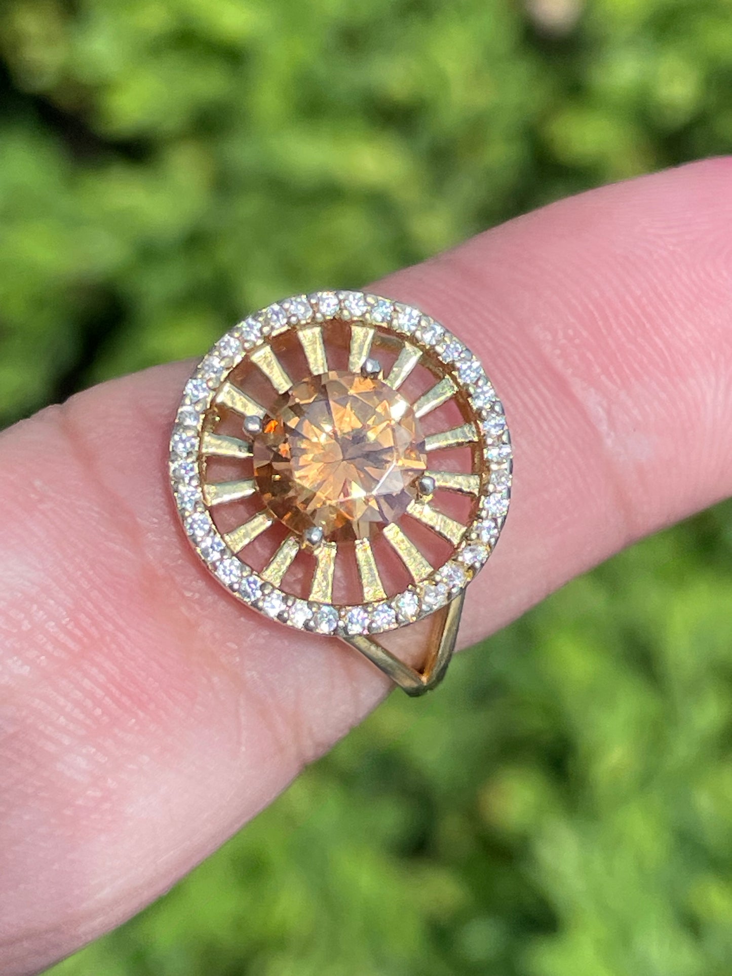 925 Sterling Silver Vermeil Sunshine Radiance Honey Citrine & Cz Ring