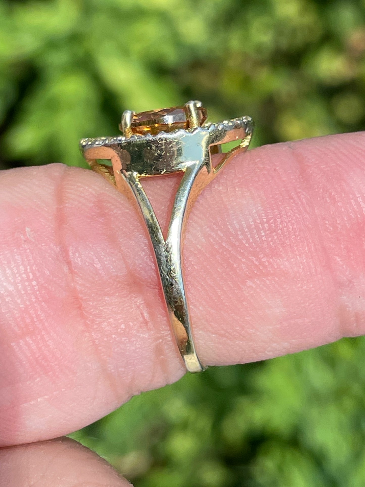 925 Sterling Silver Vermeil Sunshine Radiance Honey Citrine & Cz Ring