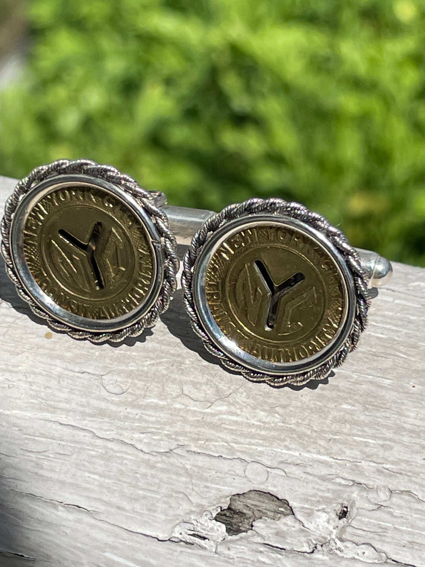 925 Sterling Silver Custom Framed NYC Subway Token Cufflinks