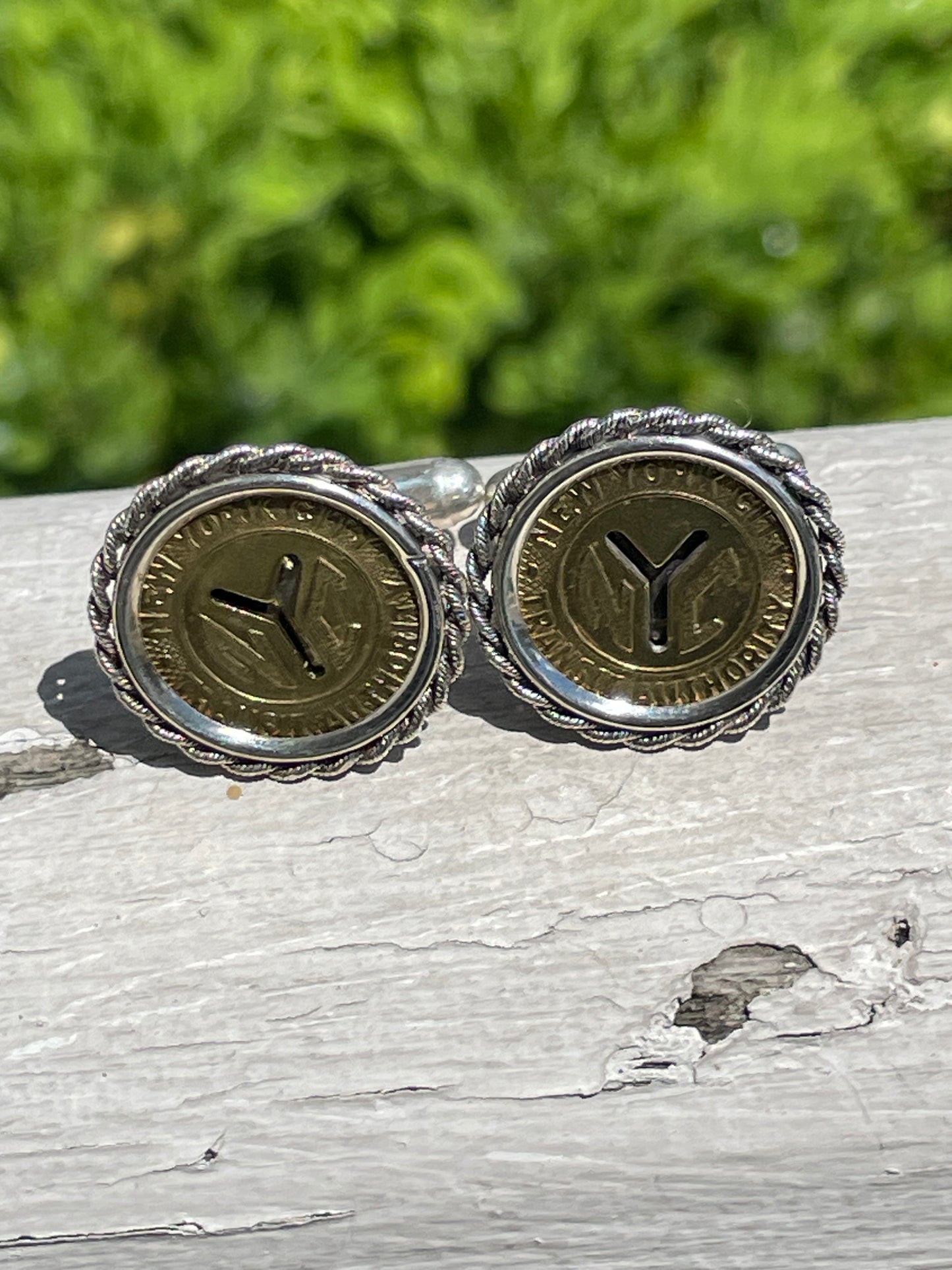 925 Sterling Silver Custom Framed NYC Subway Token Cufflinks