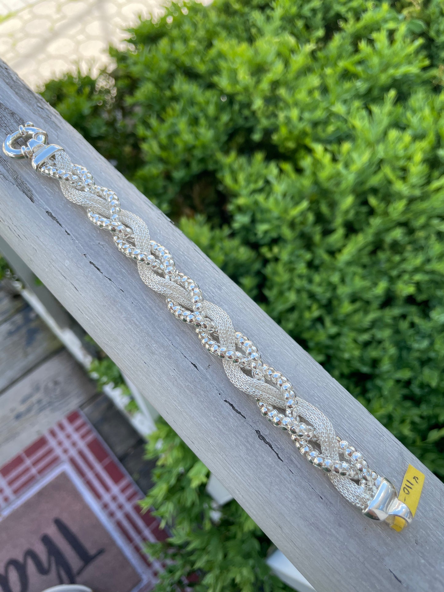 925 Sterling Silver Braided Popcorn & Wheaton Link Bracelet