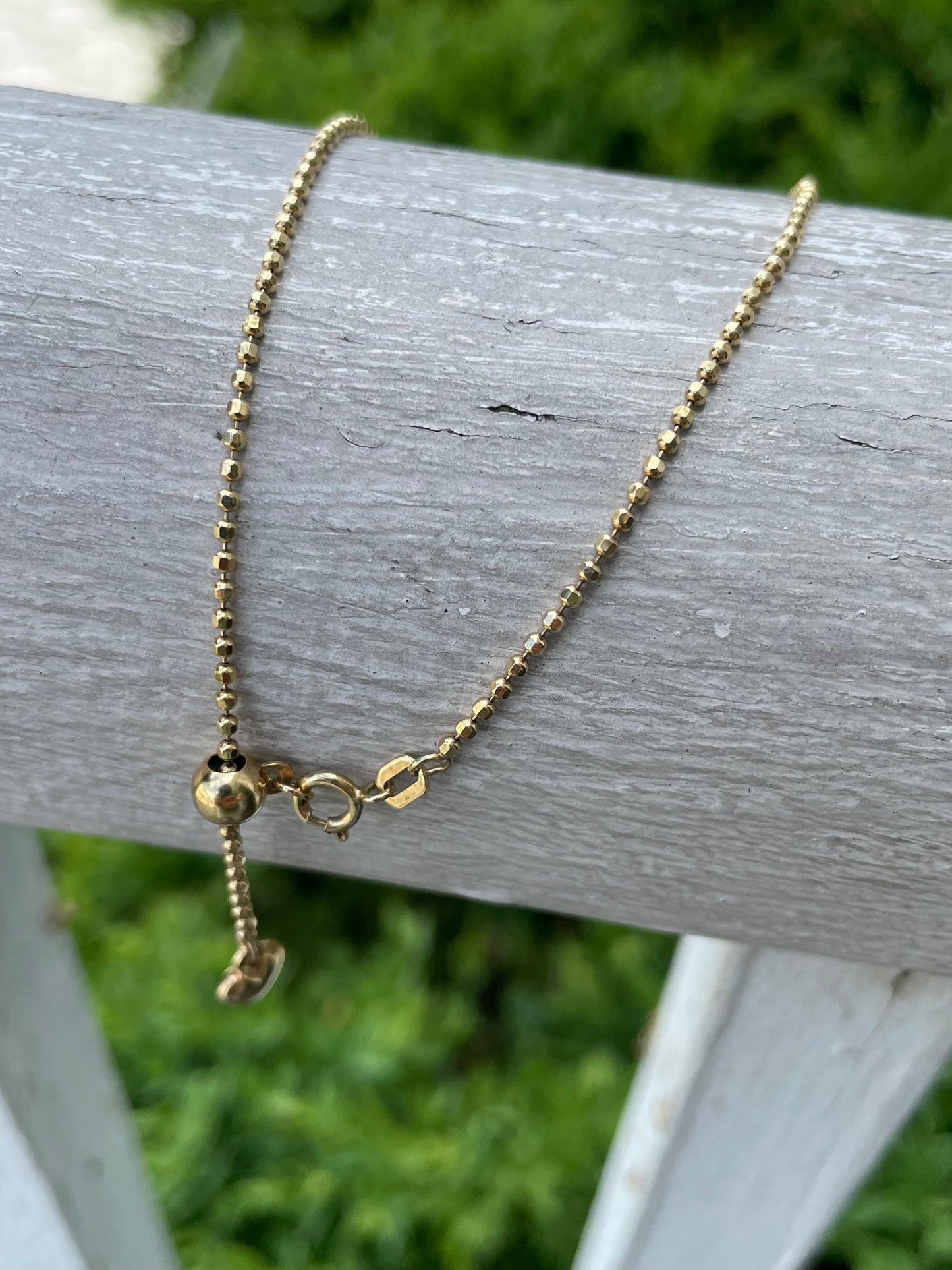 10k Gold Moon Cut Beaded Anklet