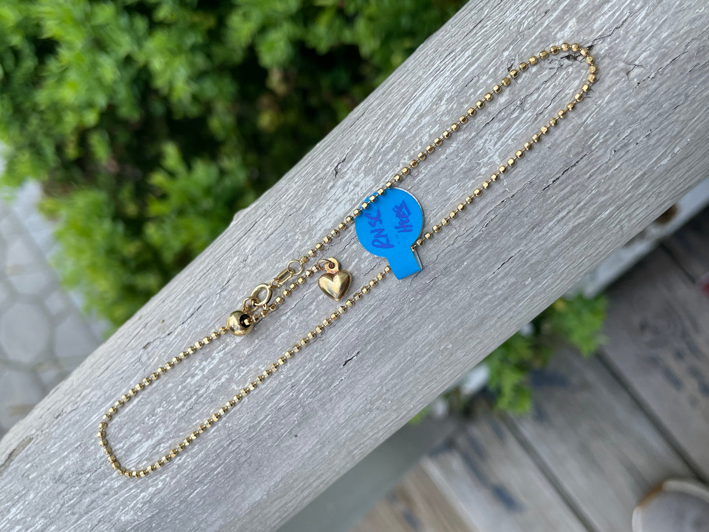 10k Gold Moon Cut Beaded Anklet