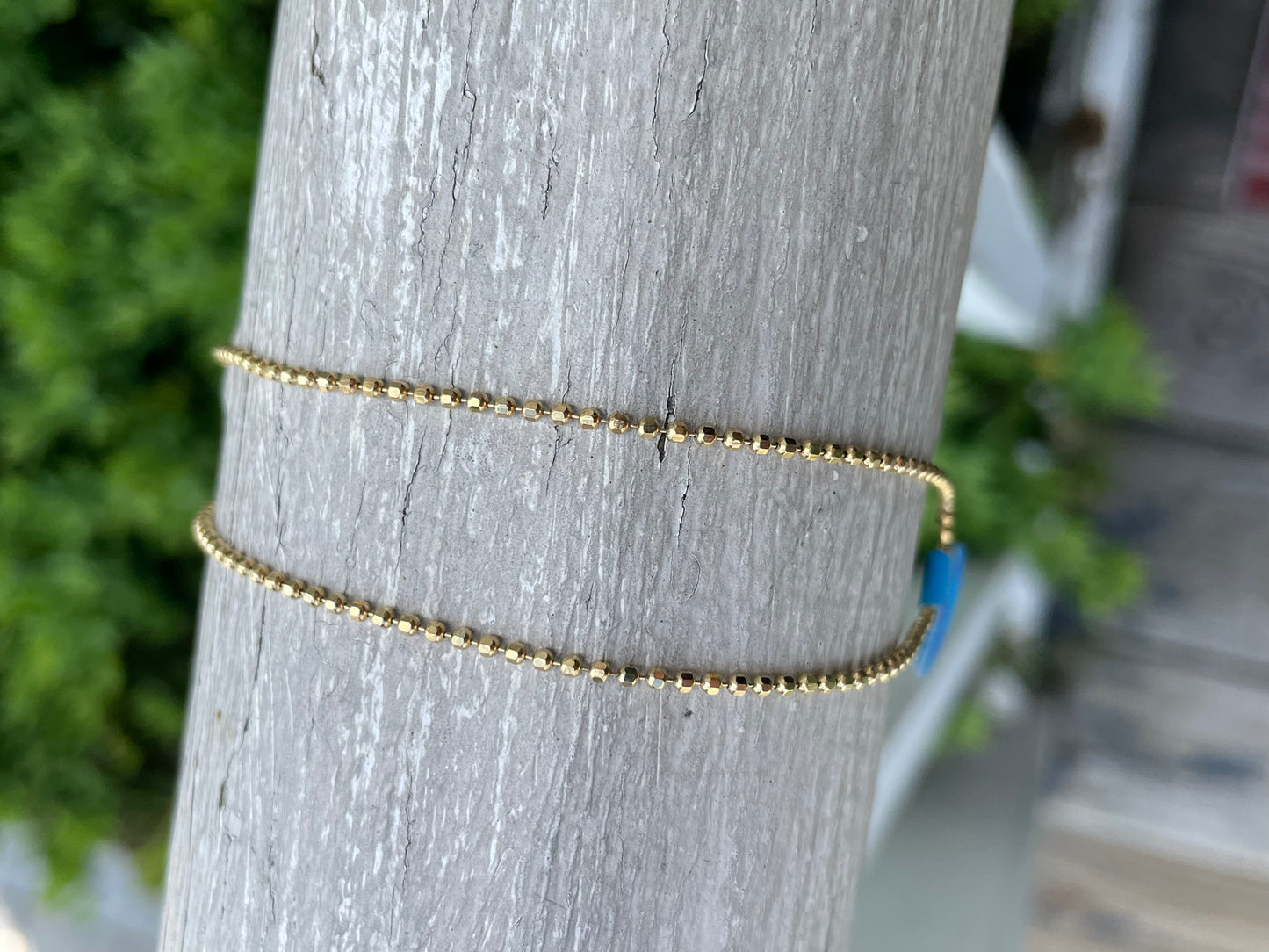 10k Gold Moon Cut Beaded Anklet