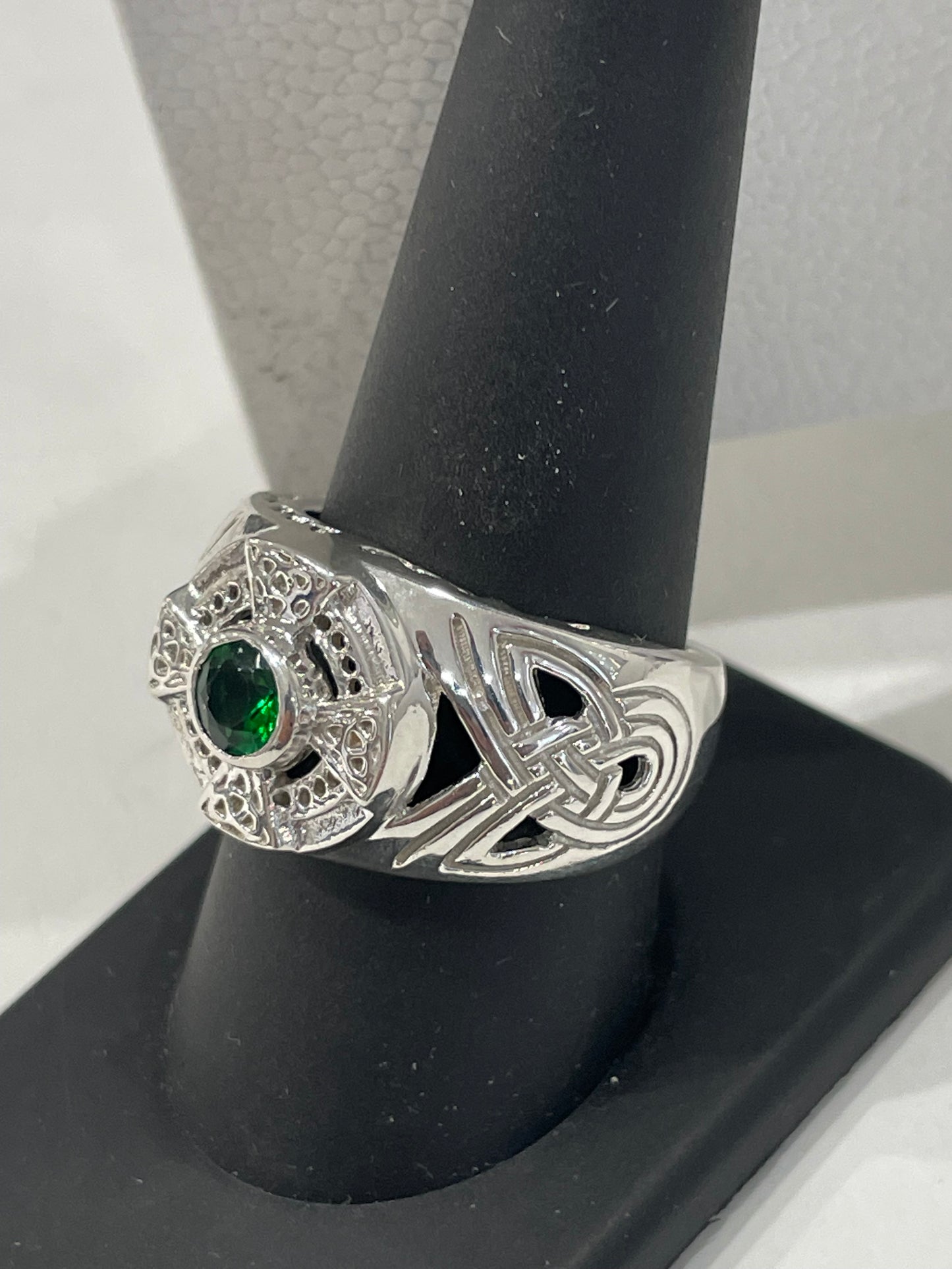 925 Sterling Silver Mens Irish Celtic Cross Ring Size 10