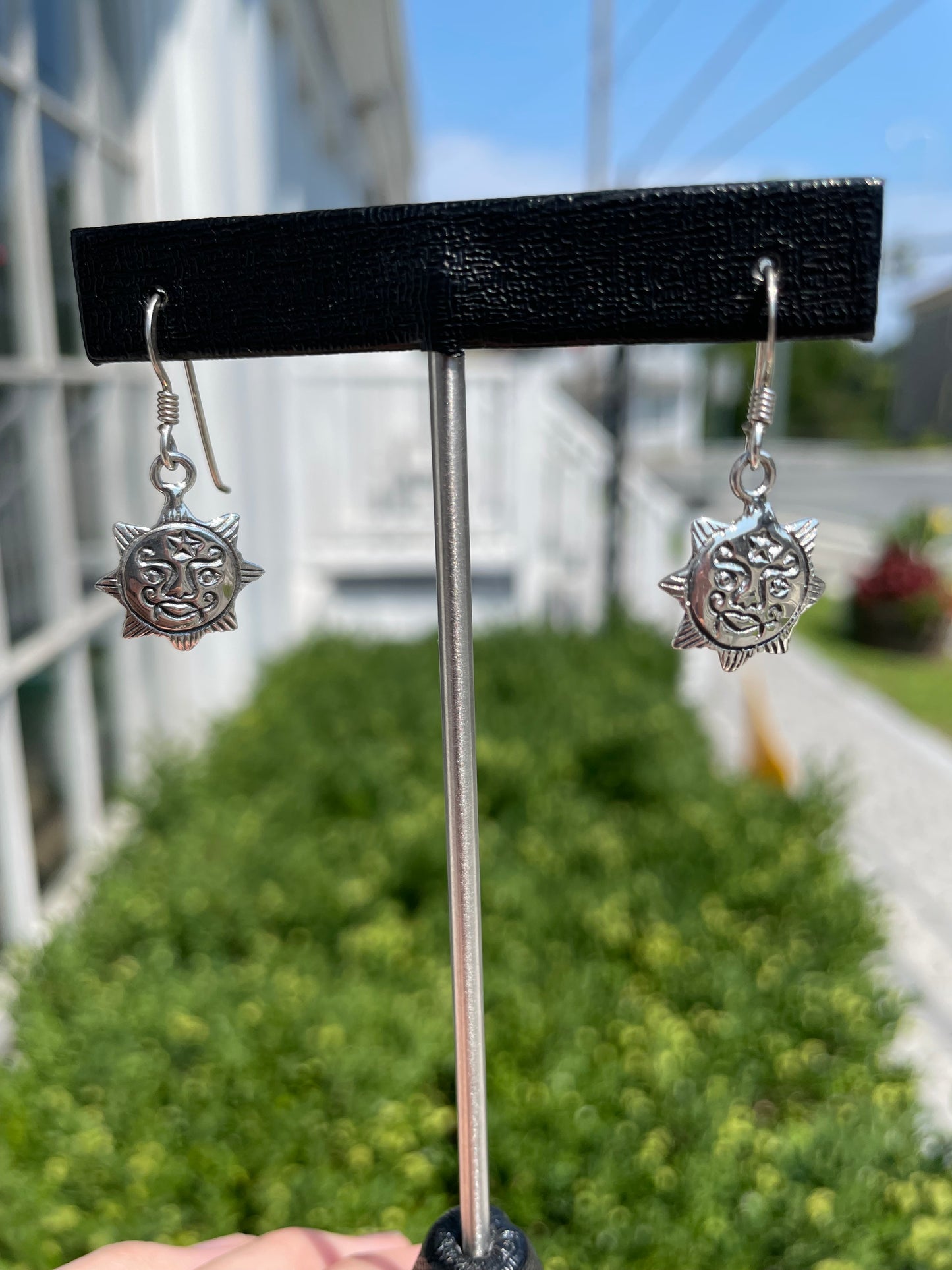 925 Sterling Silver Dangle Sun Earrings