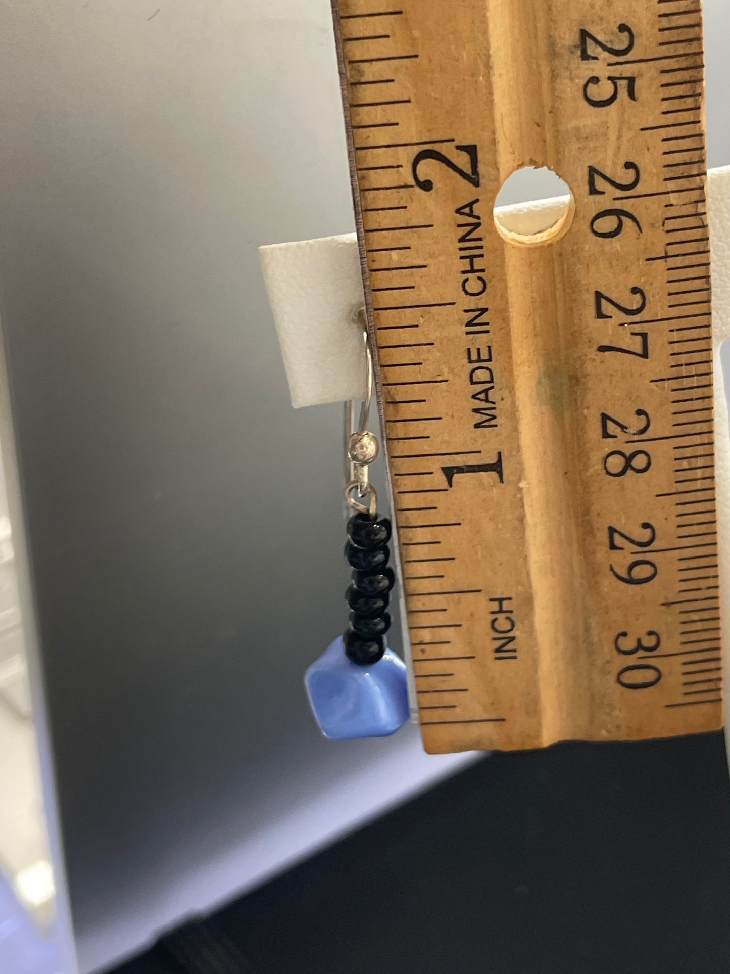 925 Sterling Silver Black Obsidian & Blue Opalite Drop Earrings