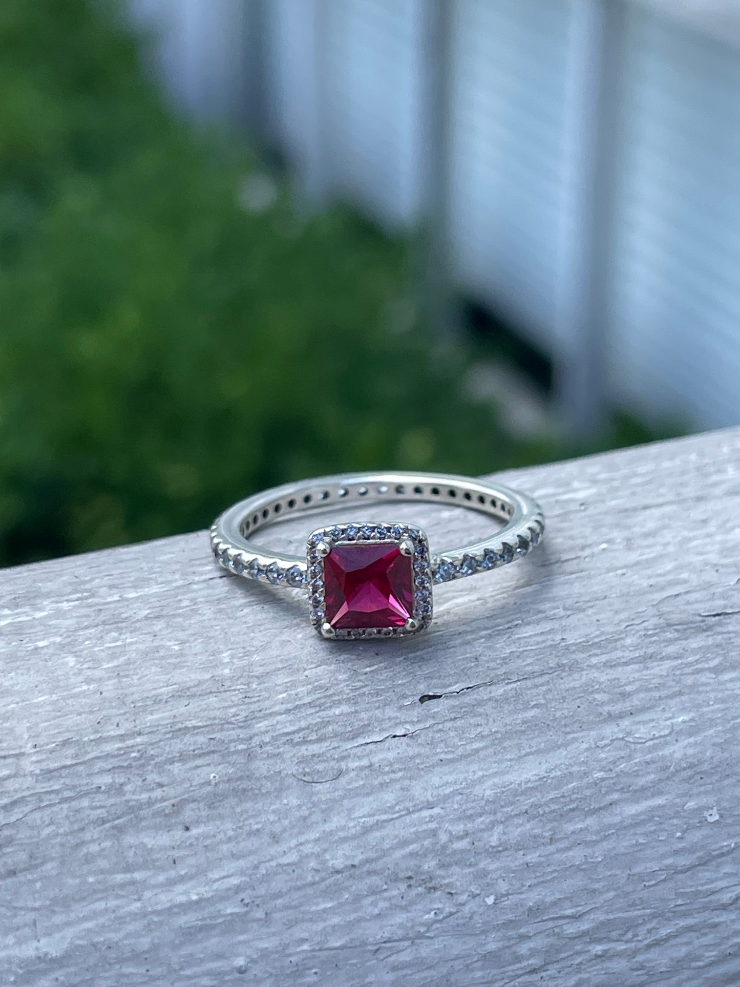 Retired Pandora Timeless Elegance Red Zirconia Ring Size 8.5