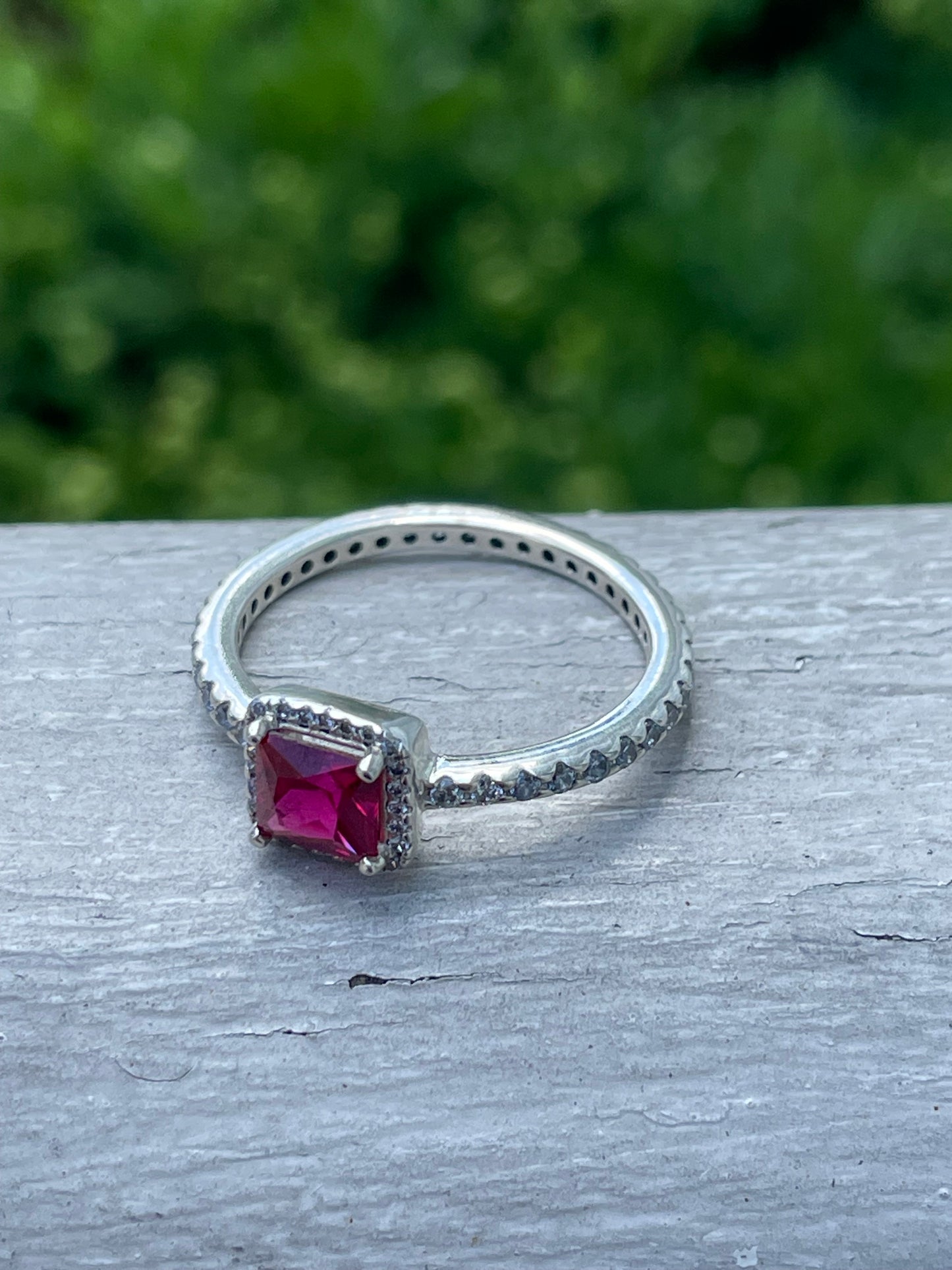 Retired Pandora Timeless Elegance Red Zirconia Ring Size 8.5