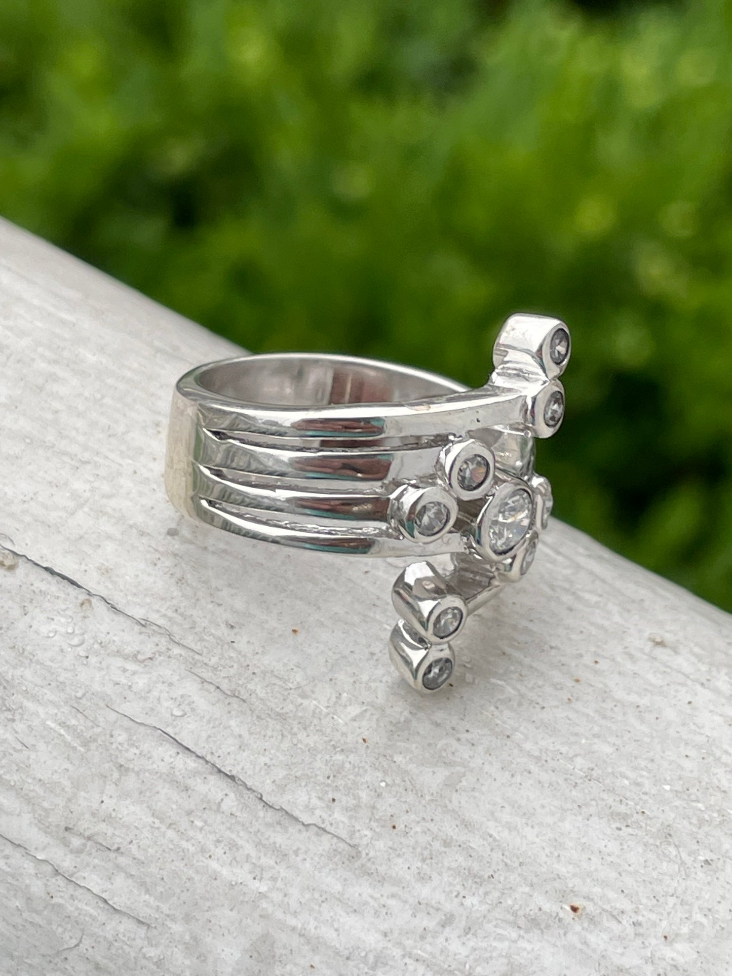 925 Sterling Silver "Celestial Allignment" Cubic Zirconia Ring Sz 8