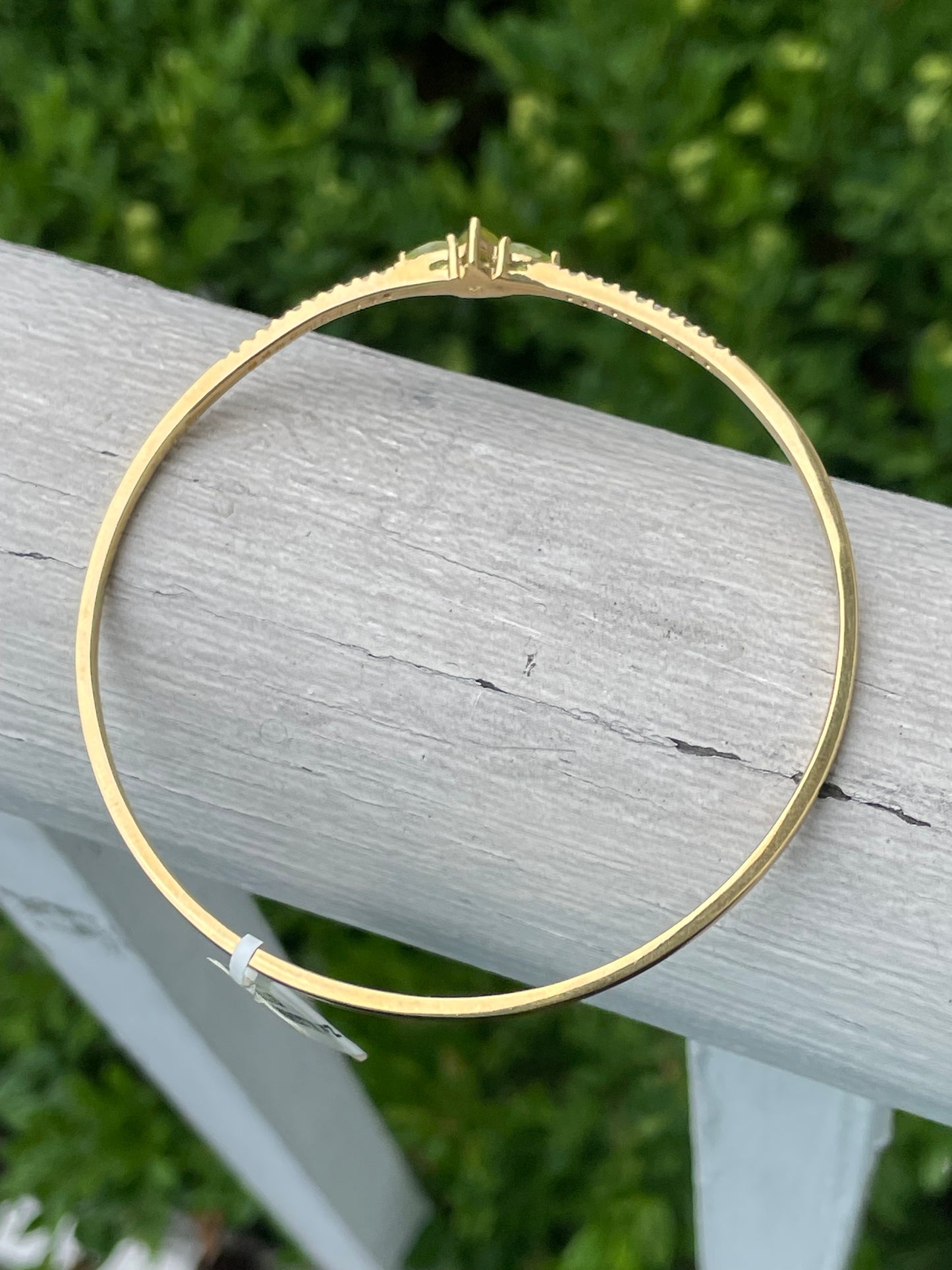 Designer Vera Wang 925 Vermeil Peidot & White Topaz Bangle Bracelet
