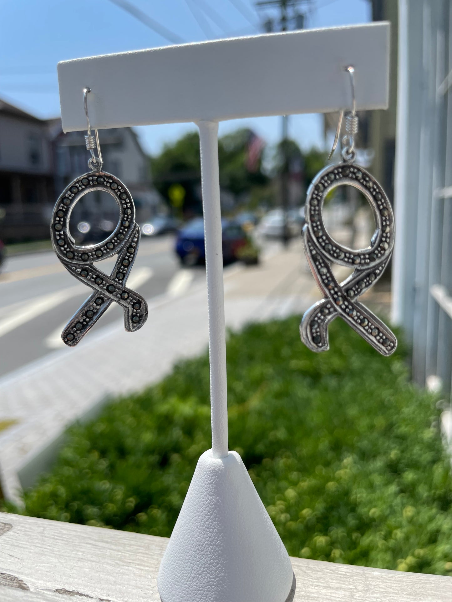 925 Sterling Silver XO Dangle Earrings