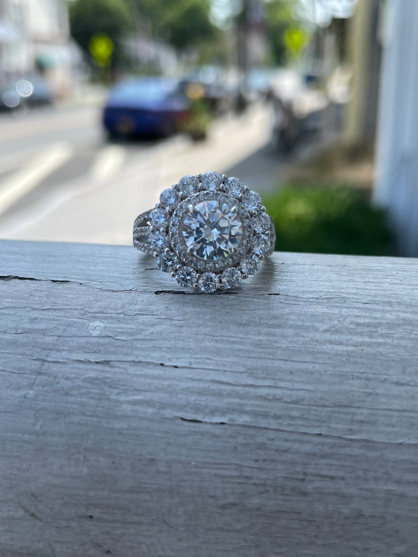 925 Sterling Silver "Coast to Coast" Round Zirconia Cluster Ring