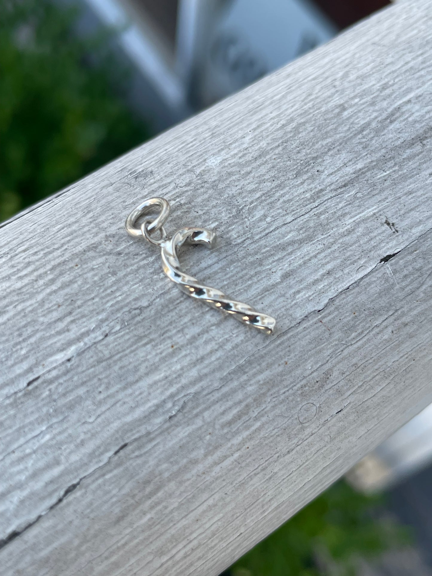 925 Sterling Silver Candy Cane Pendant Charm