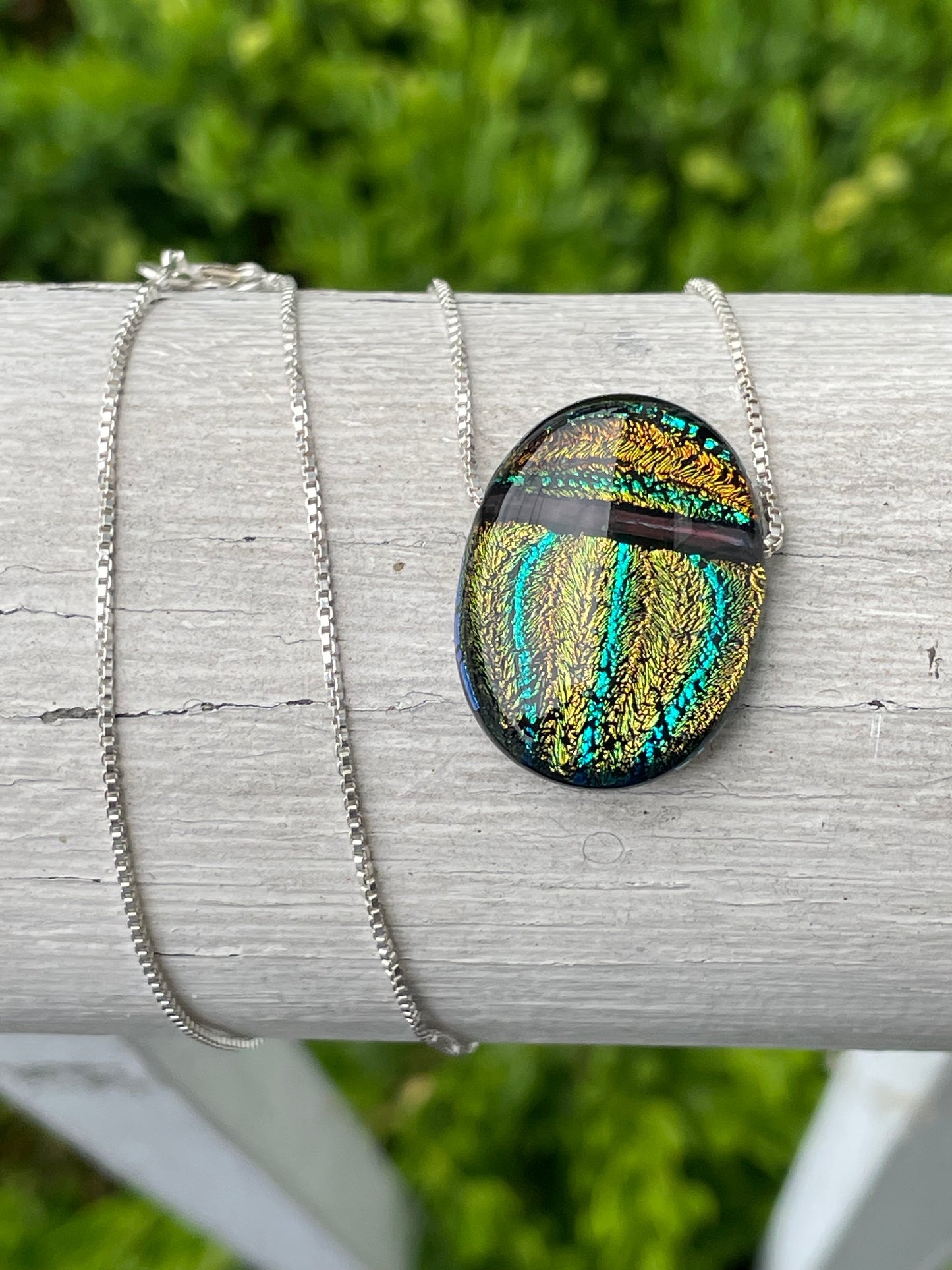 925 Sterling Silver Fluorescent Scarab Beetle Necklace