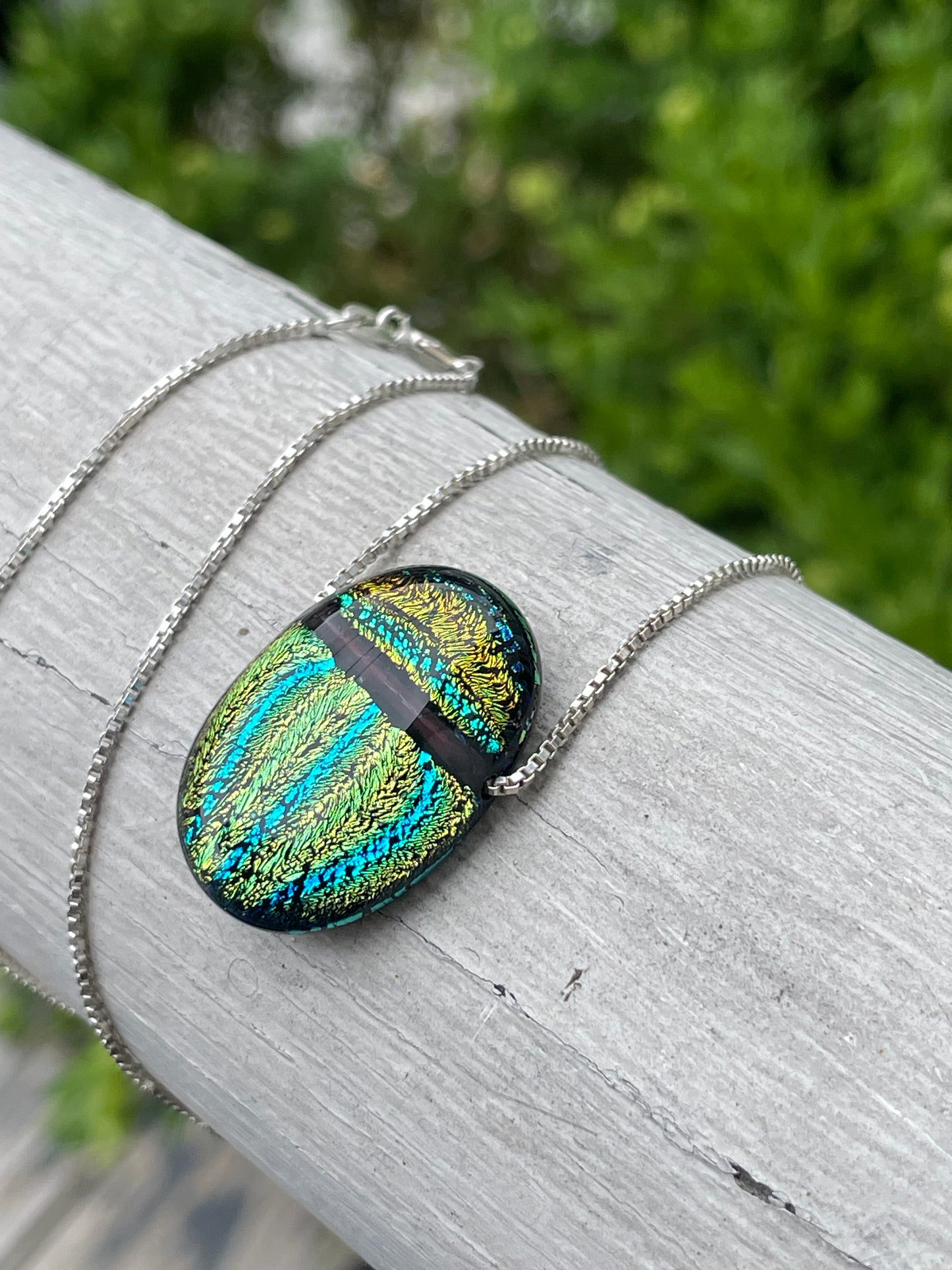 925 Sterling Silver Fluorescent Scarab Beetle Necklace