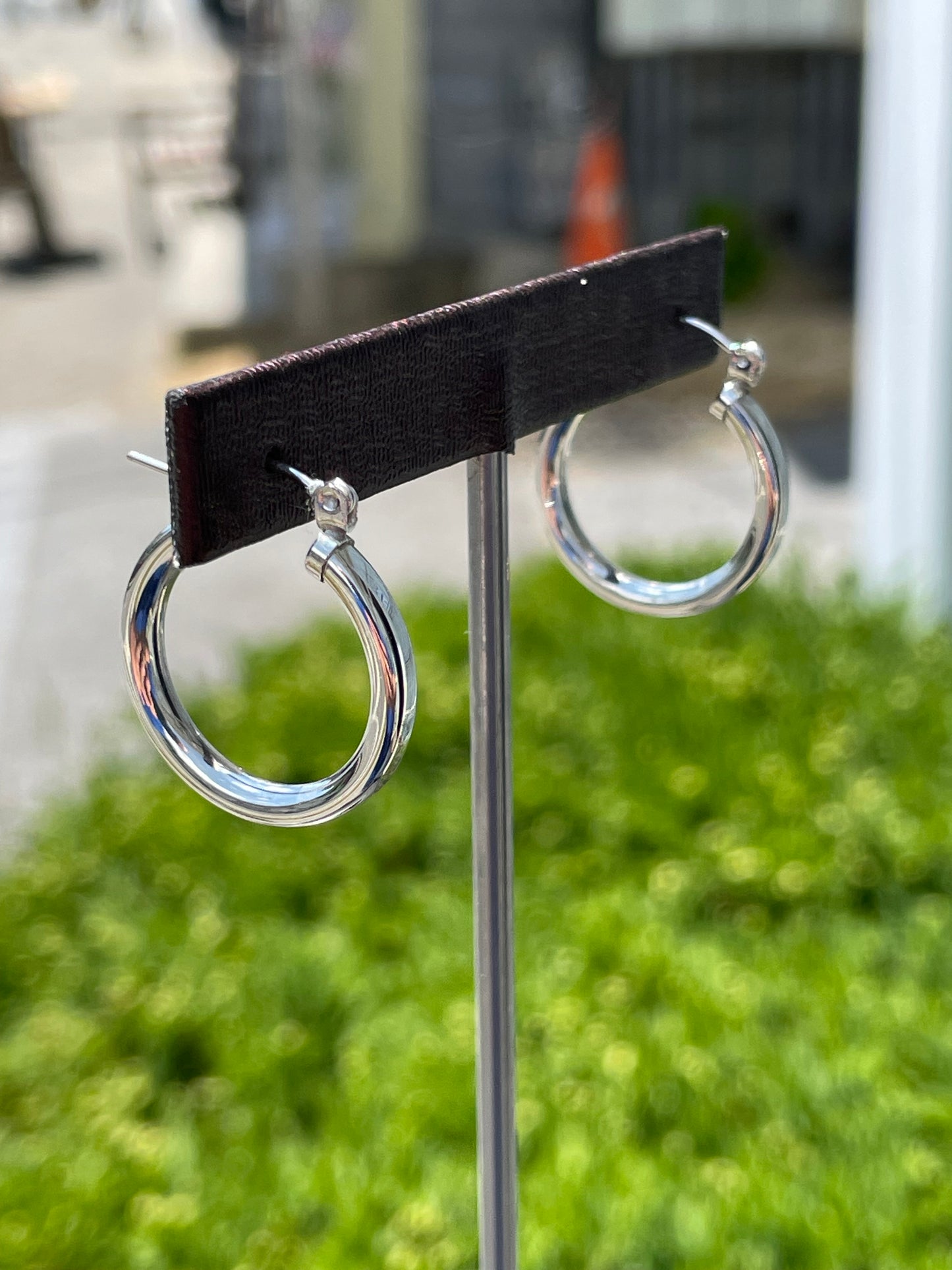 925 Sterling Silver High Polished 22mm Hoop Earrings
