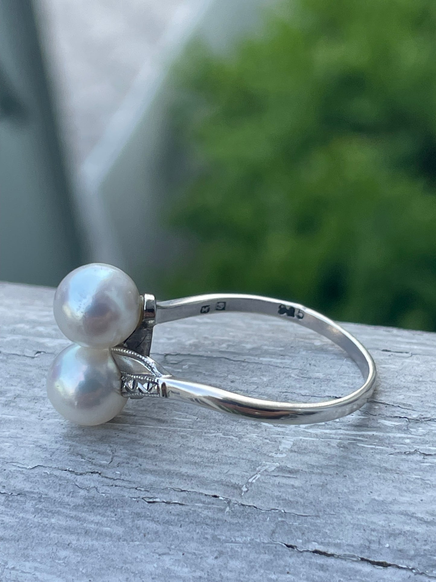 925 Sterling Silver Freshwater pearl bypass ring