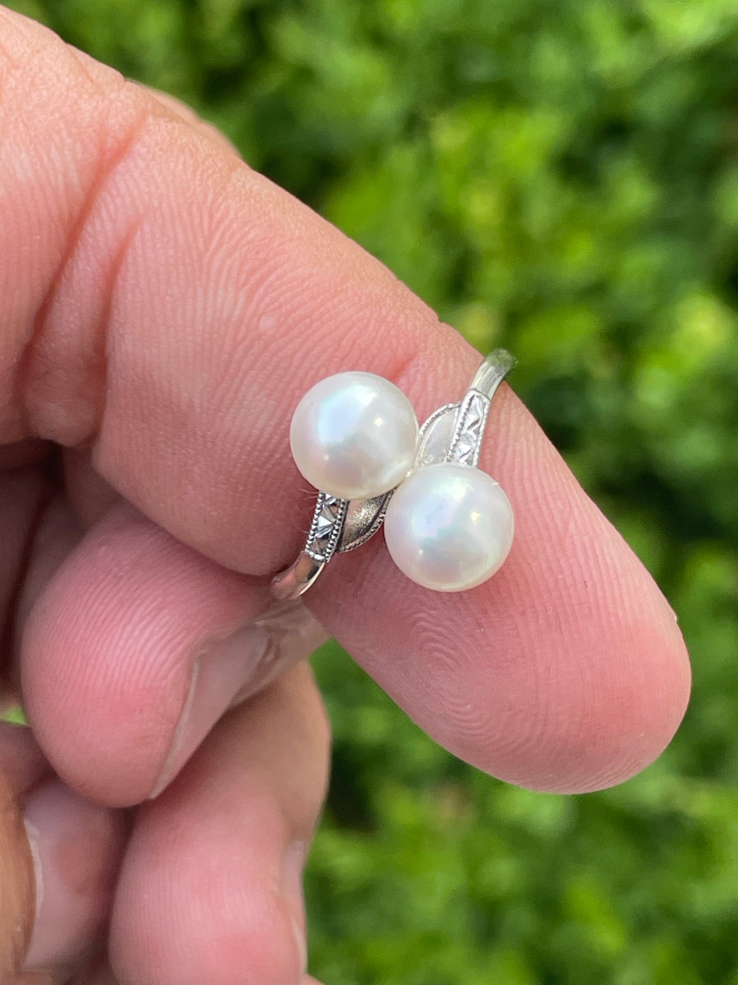 925 Sterling Silver Freshwater pearl bypass ring