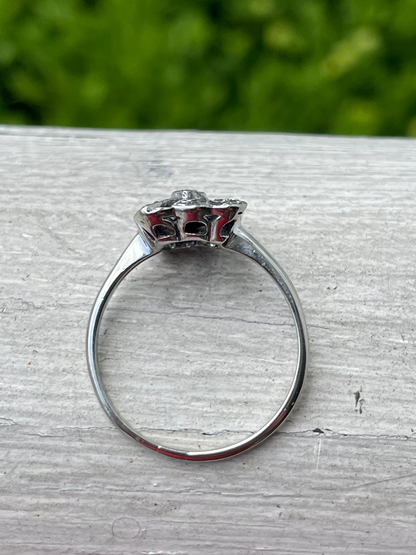 Vintage 14K White Gold Diamond Cocktail Ring