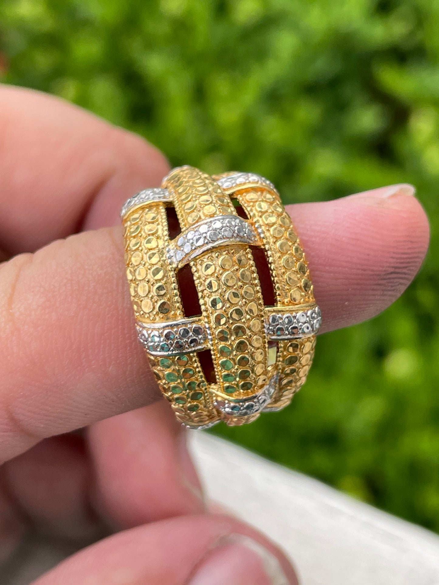 925 Vermeil Sterling Silver Triple Coiled Serpent Ring Size 7