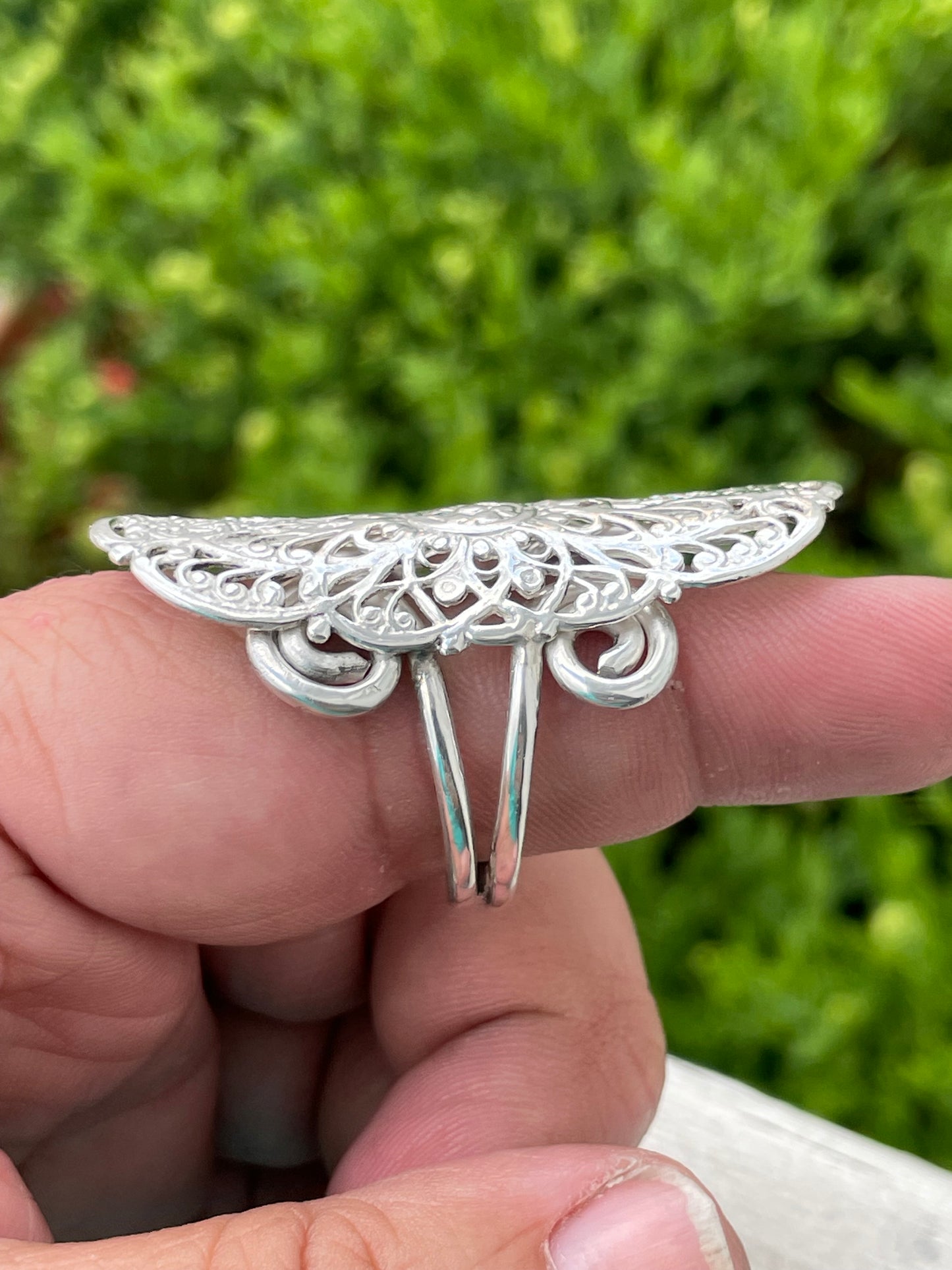 925 Sterling Silver Openwork Large Shield Ring.