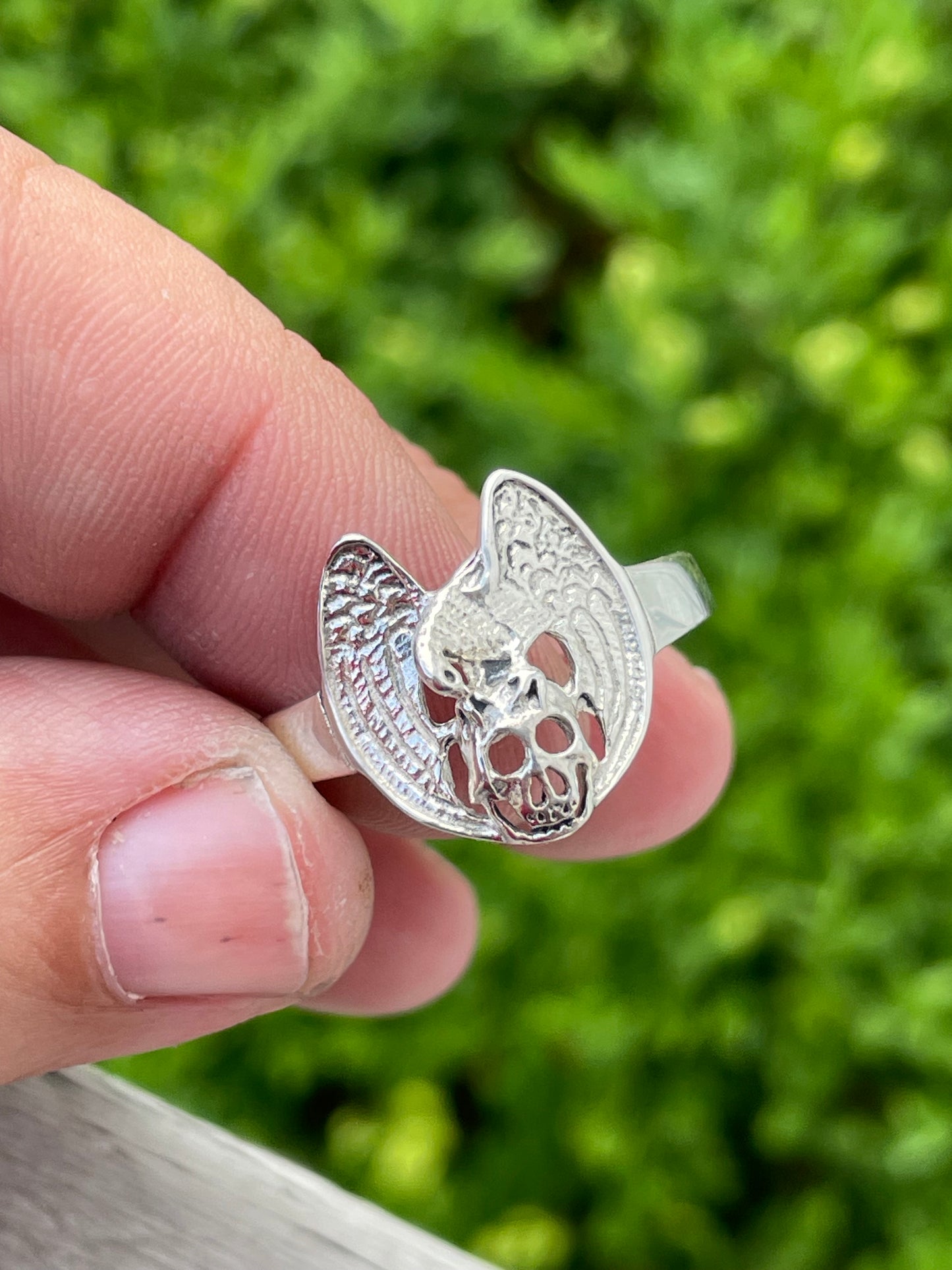 925 Sterling Silver Skull & Eagle Ring Size 12